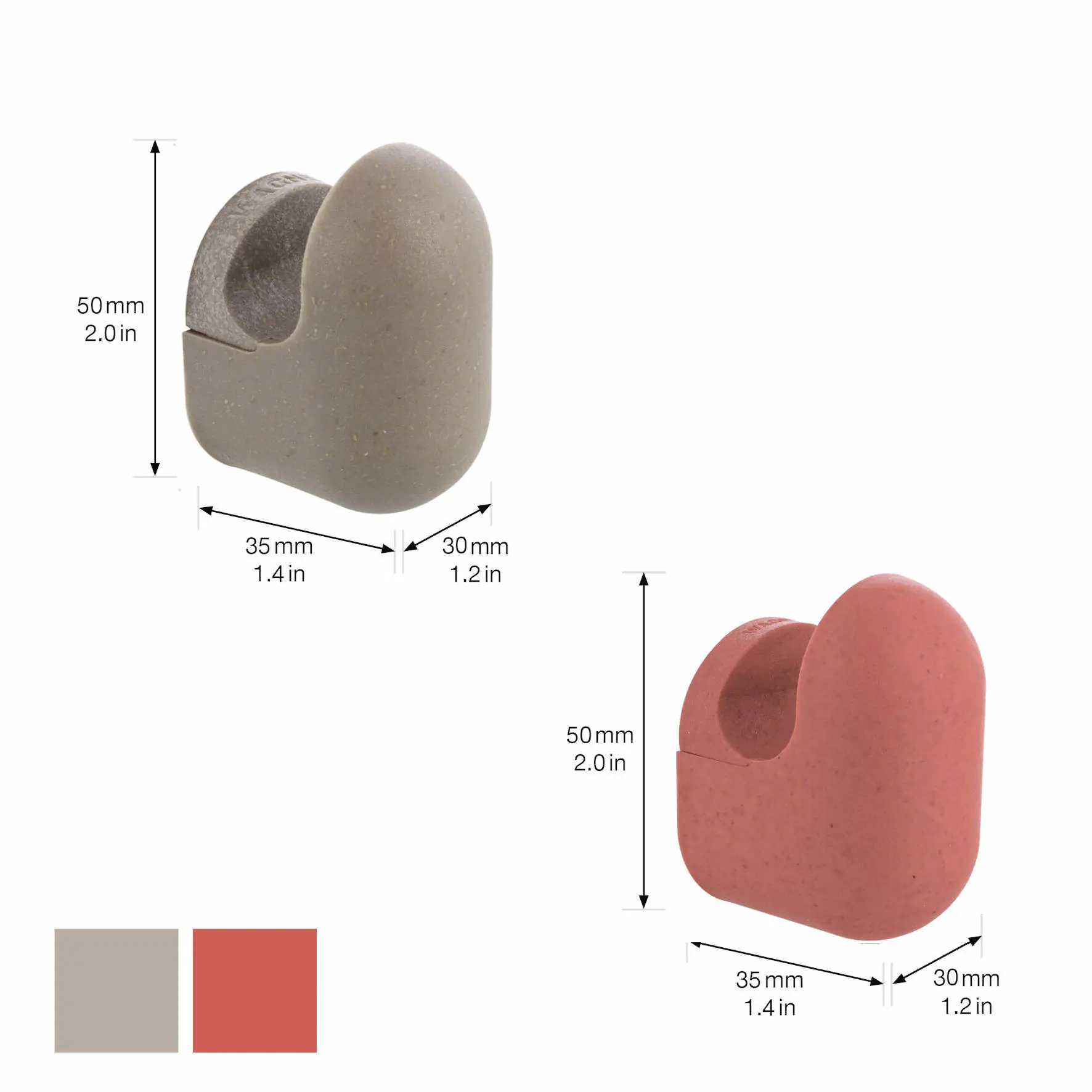 Wagner Wandhaken-Set hooks4home Pill Tragkraft bis 2 kg Kunststoff taupe korallenrot 4 Stück