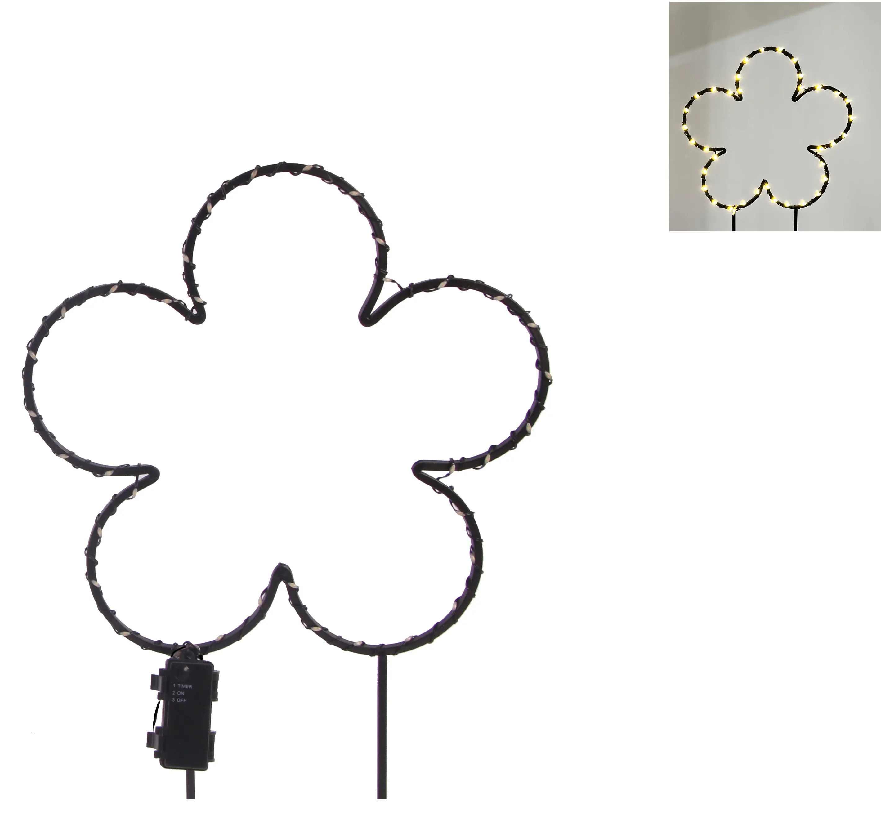 TrendLine LED-Stecker Blüte Eisen 58 x 39 cm schwarz warmweiß