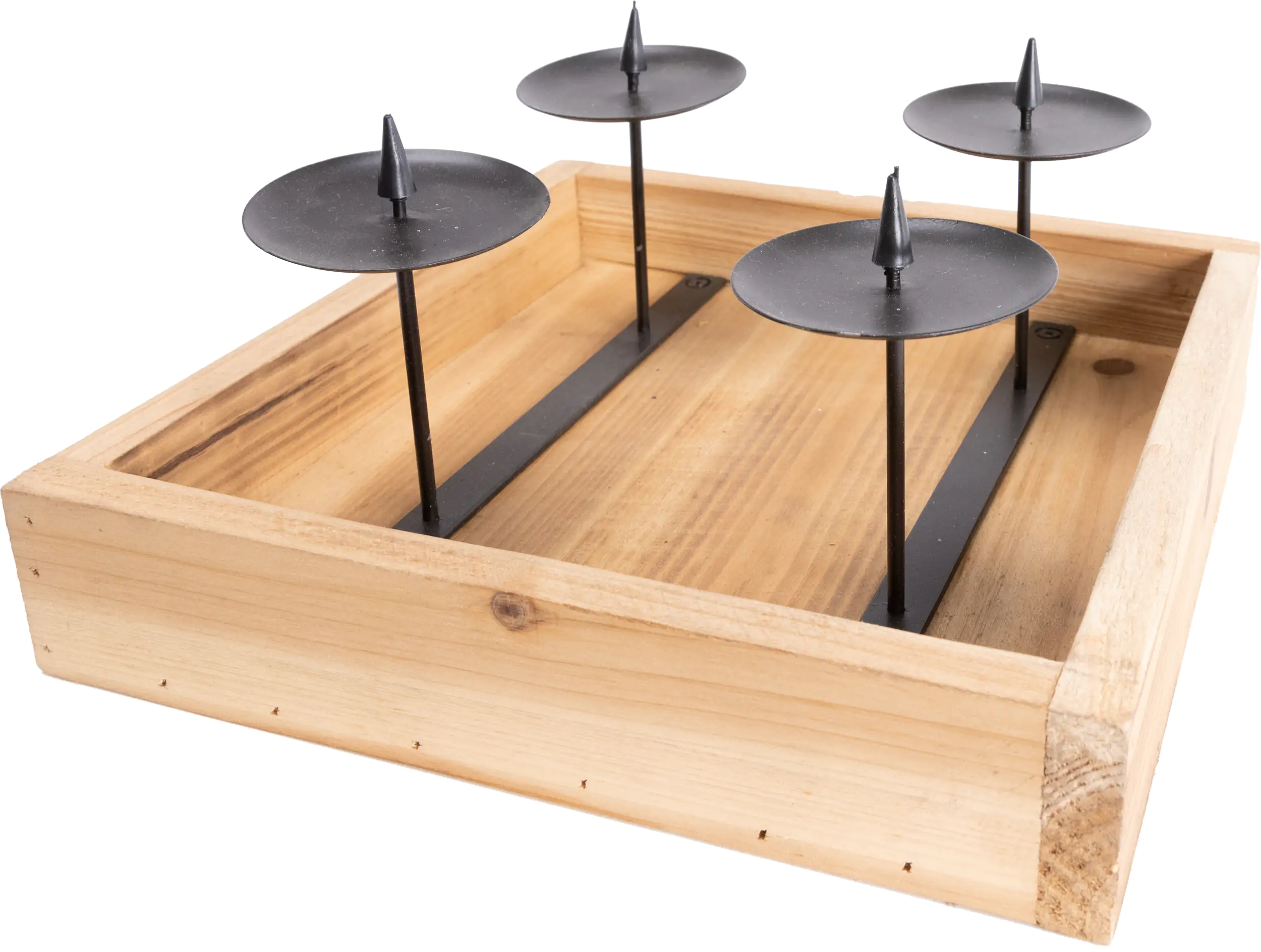 TrendLine Adventskranz Holz 25 x 25 x 12 cm natur-schwarz