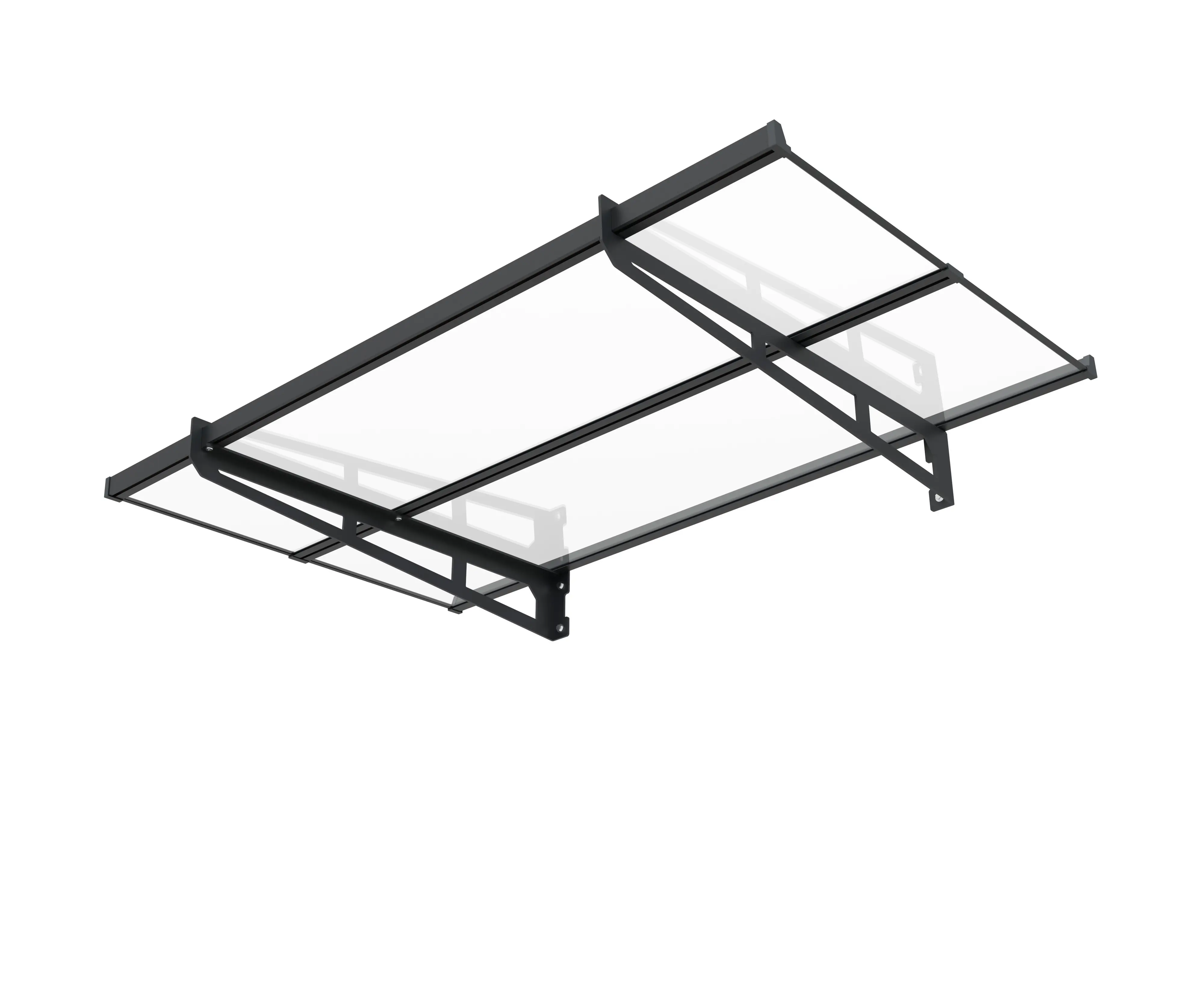 TrendLine Vordach Lille 140 x 90 cm anthrazitgrau mit Polycarbonat-Abdeckung 
