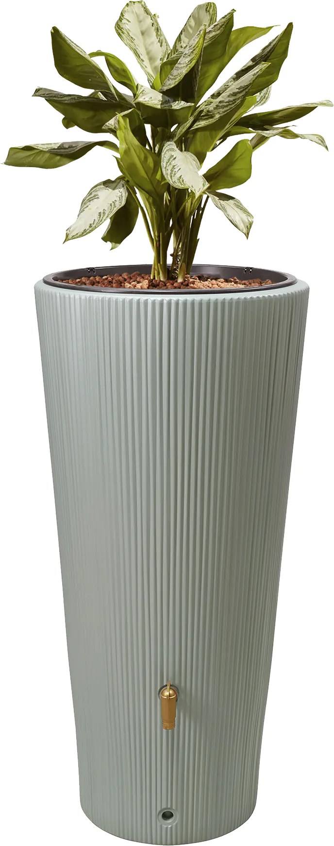 4rain Regenspeicher Vaso 2 in 1 Decor 220 L agave mit Pflanzschale