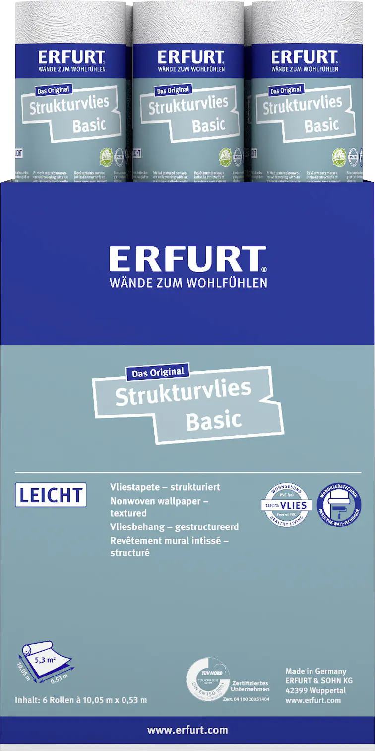 Erfurt Vliestapete Basic 404 weiß 10,05 x 0,53 m