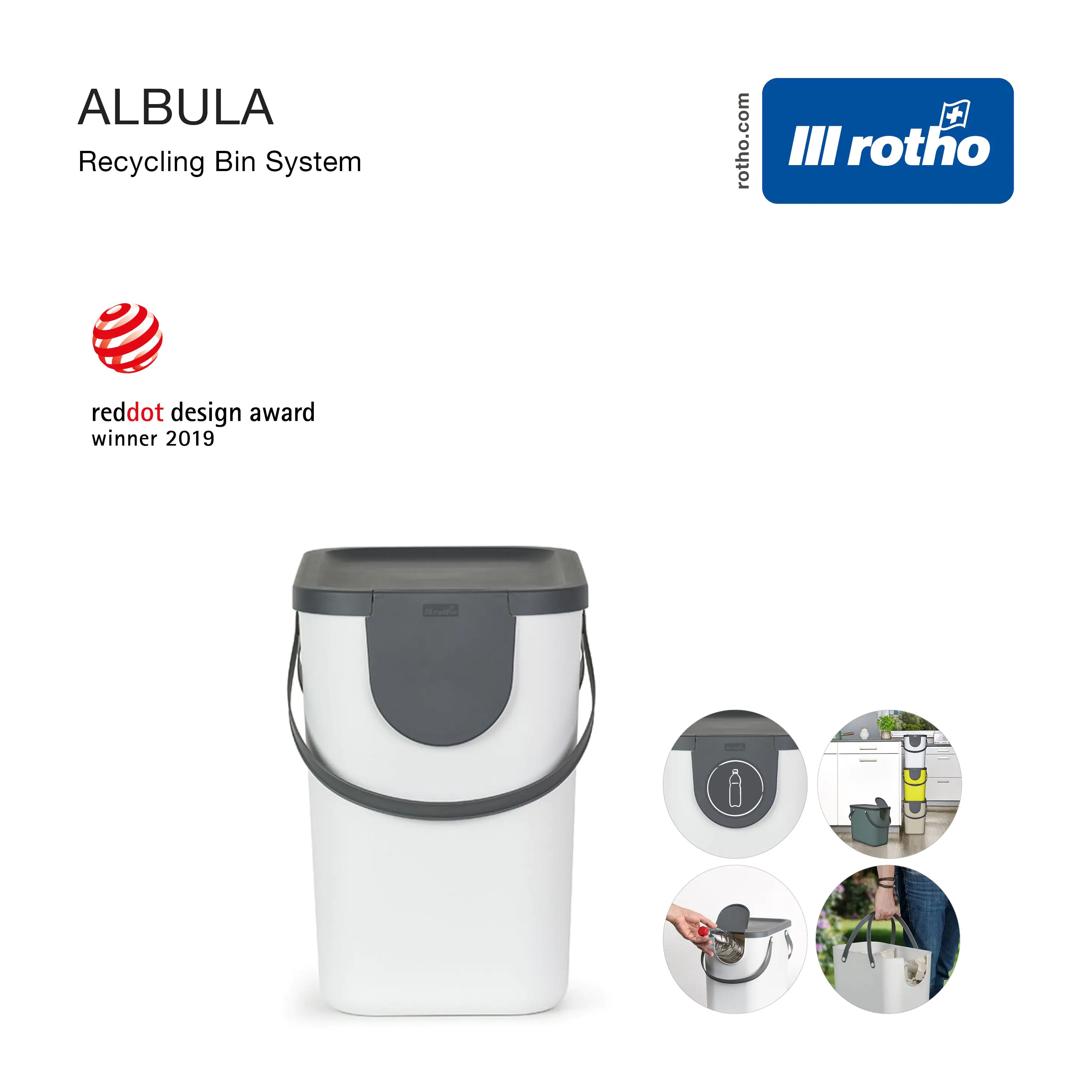Rotho Mülltrennungssystem Albula 25 L mistletoe green Recyclingbehälter