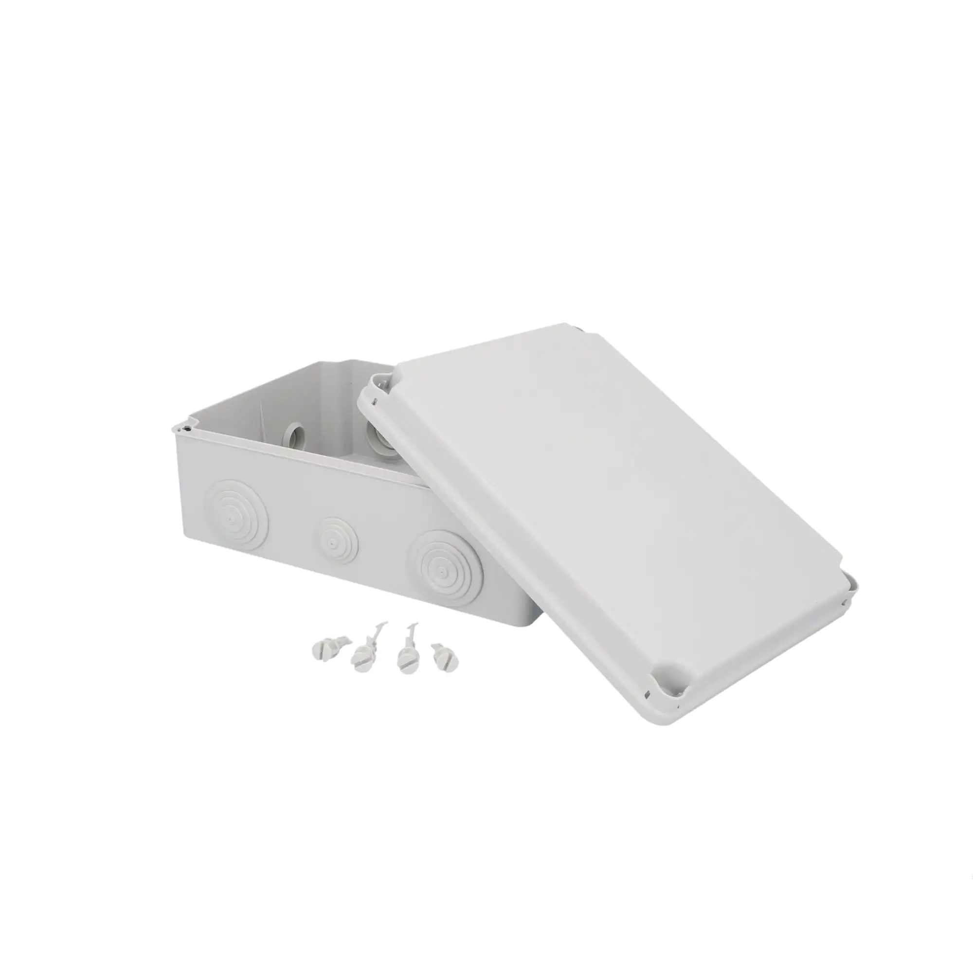 Aufputz- Abzweigdose IP65, mit Schraubdeckel, 250 x 104 x 195 mm, grau