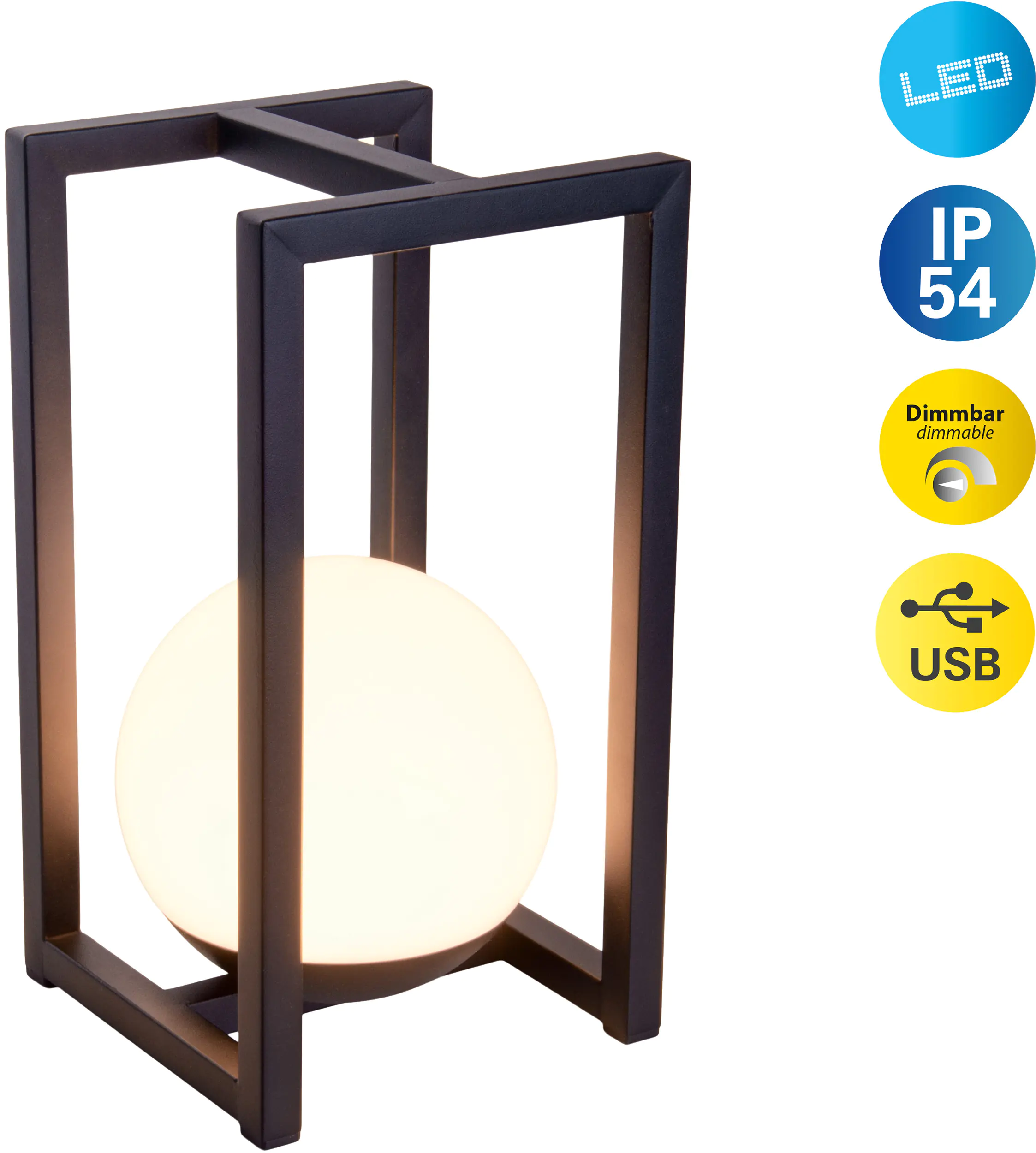 Light & More LED Akku-Tischleuchte Kali schwarz dimmbar 