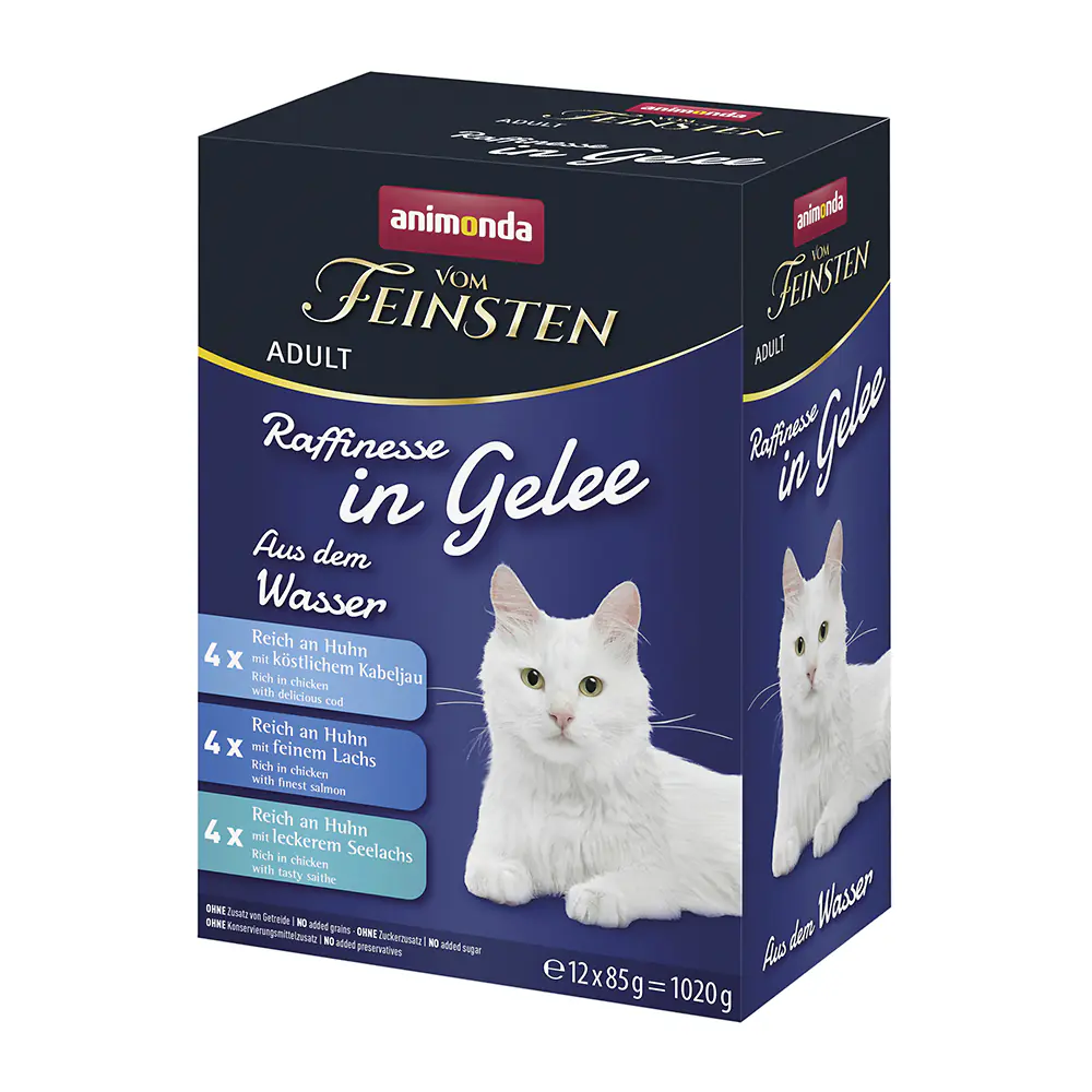 Animonda vom Feinsten Raffinesse Katzennassfutter Adult 12 x 85 g Mix aus dem Wasser in Gelee