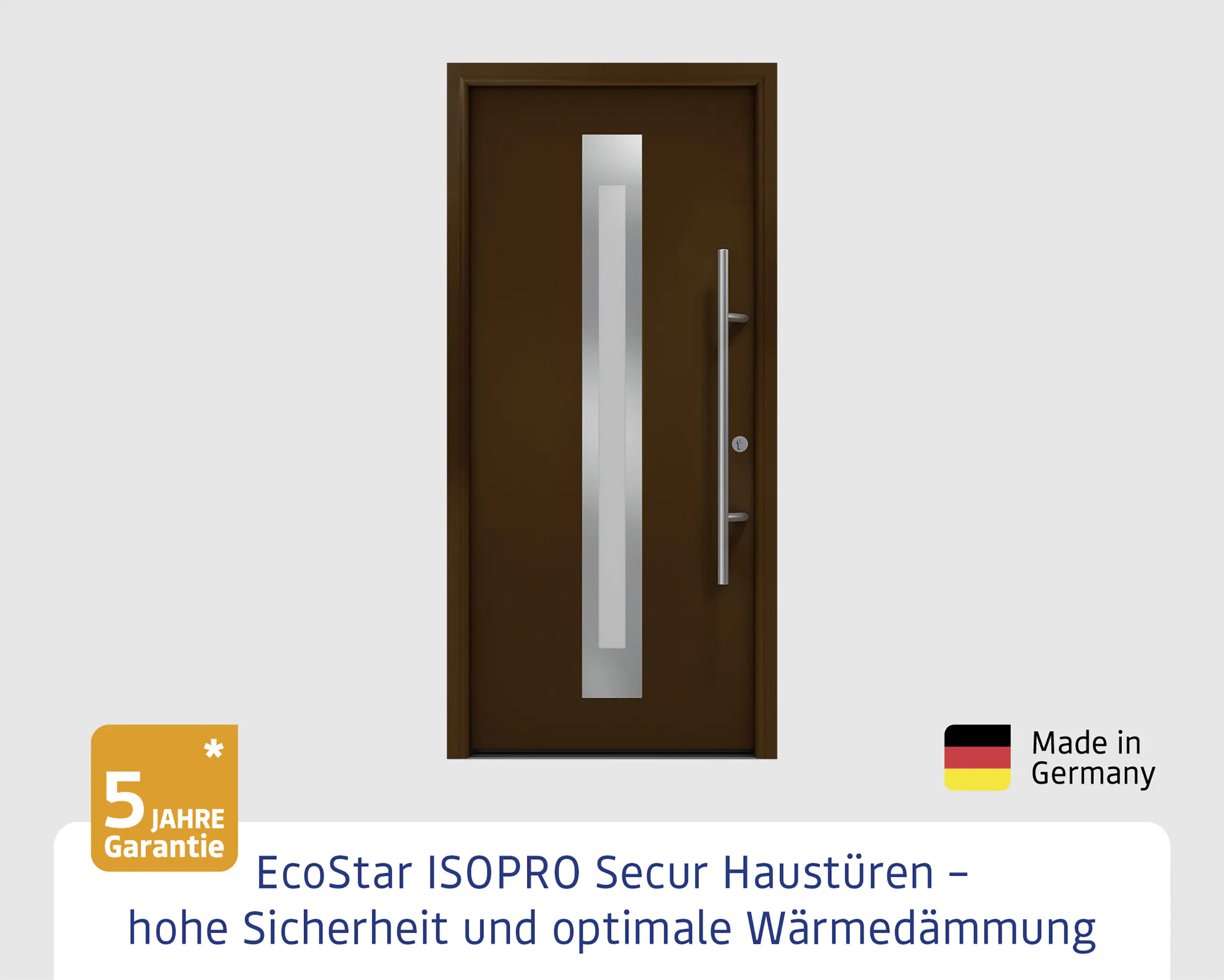 EcoStar Haustür ISOPRO Secur IPS 770S RC2 terrabraun 110 x 210 cm