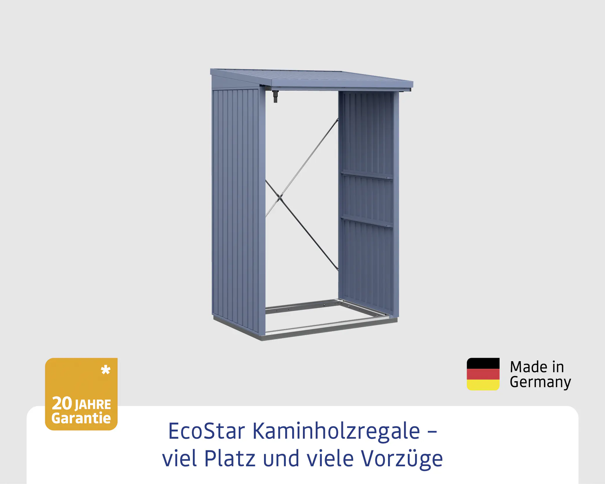 Ecostar Kaminholzregal Trend-V Typ 1, taubenblau, mit Verstrebung