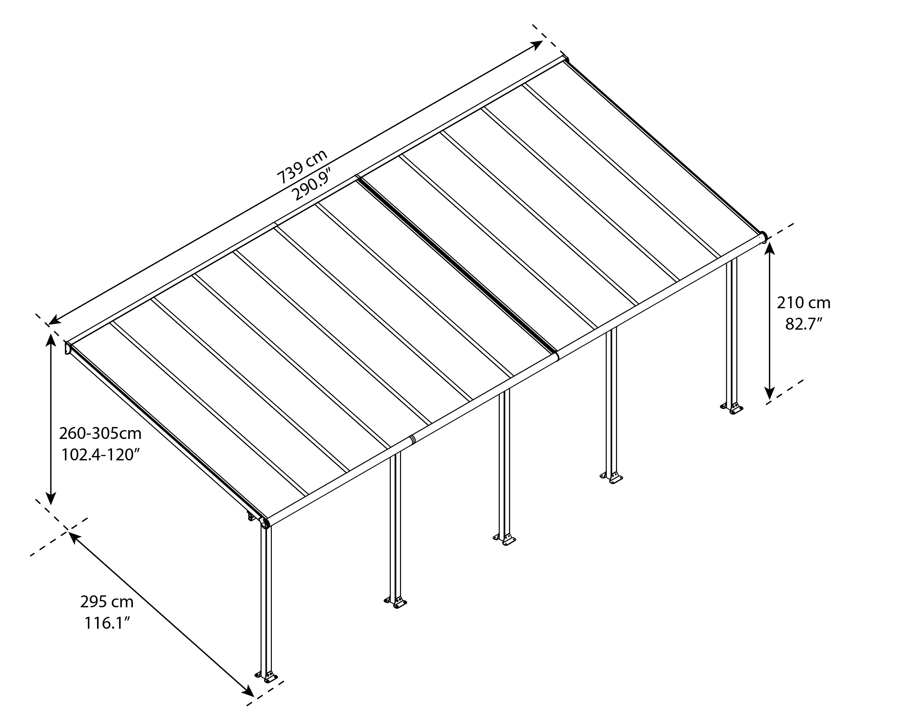 Canopia Terrassenüberdachung Olympia 3x7.3