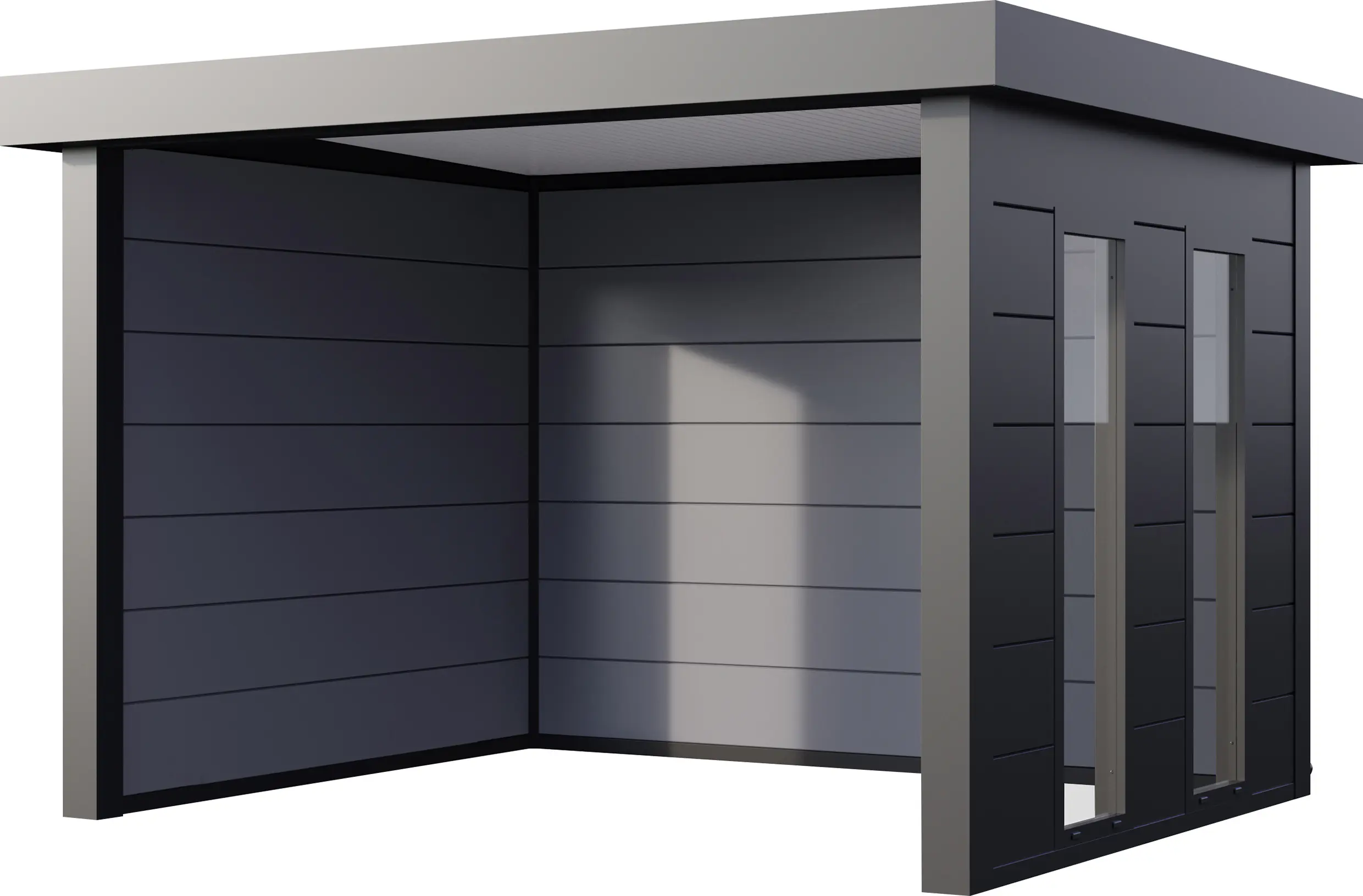 Telluria Pavillon Singolo 3630 mit Fenstern granitgrau 358 x 298 cm