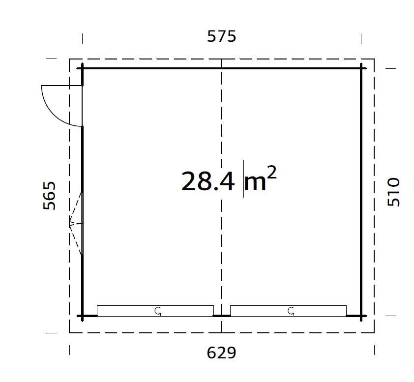 Palmako Fertiggarage Doppelgarage Roger 575 x 510 cm mit Sektionaltor naturbelassen