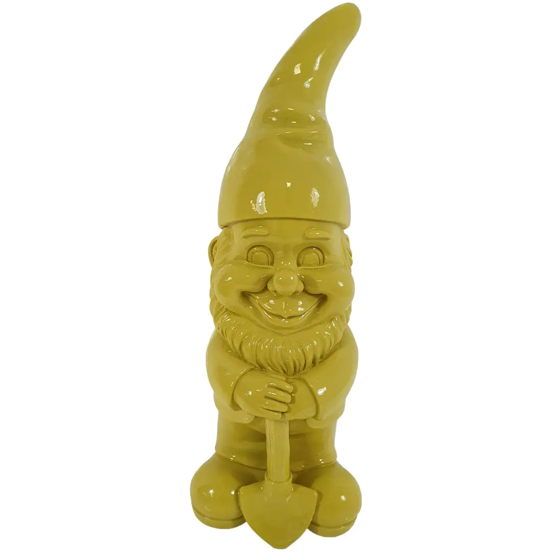 Dekofigur Zwerg mit Spaten 17,5 x 6 cm gelb