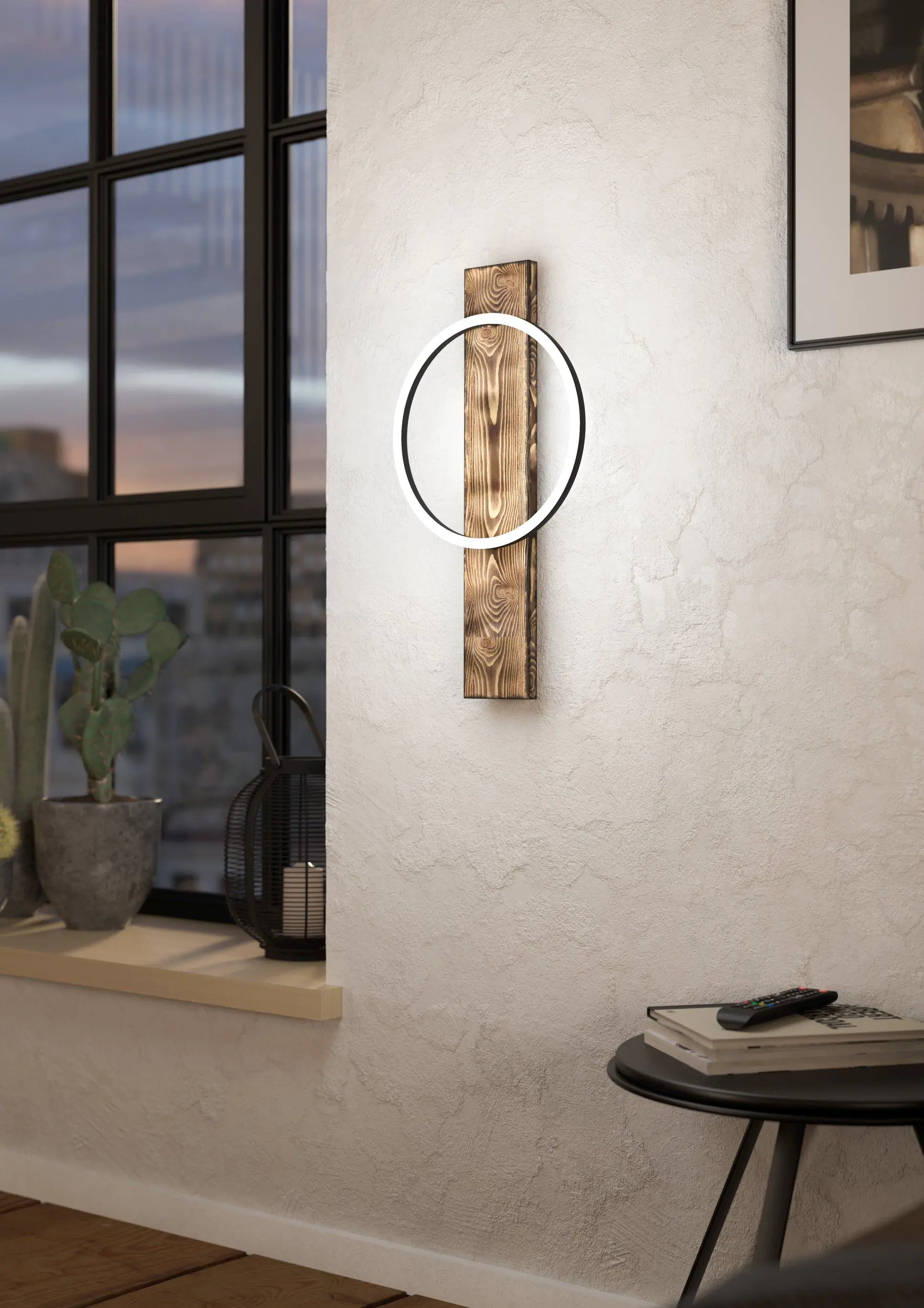Eglo LED Wandleuchte Boyal schwarz-braun-rustikal 56 x 30 cm warmweiß