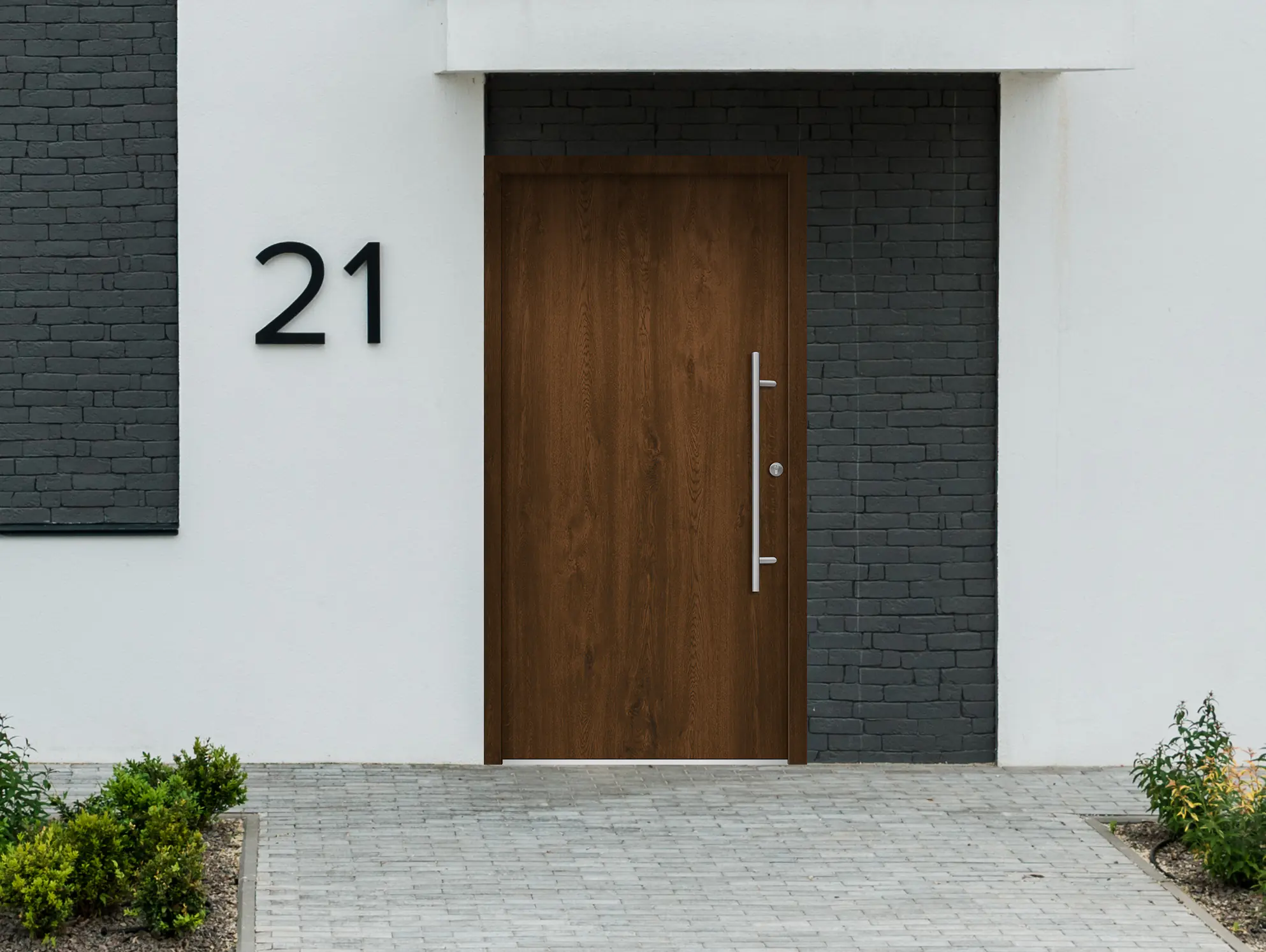 Splendoor Haustür Passivedoor Premium B05 Nussbaum DIN Rechts 100 x 210 cm