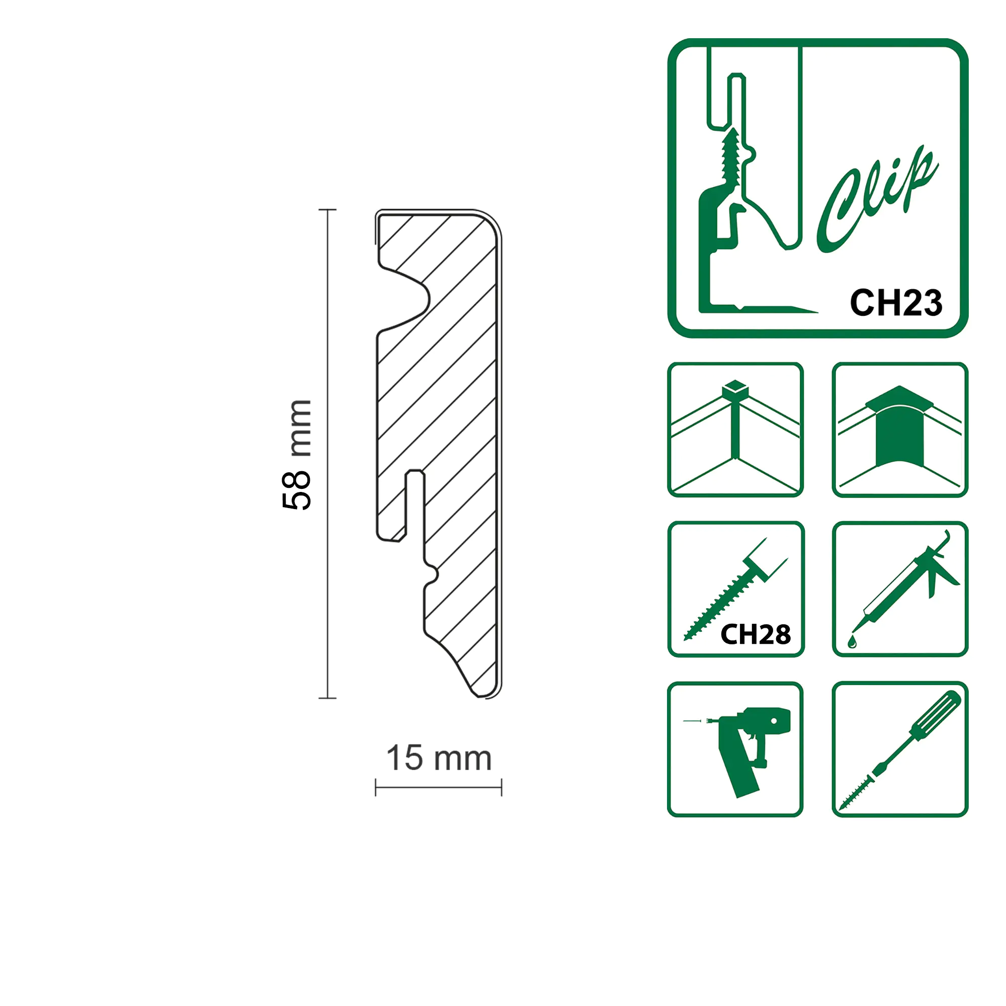 Neuhofer Fußleiste 240 cm x 58 x 19 mm weiß