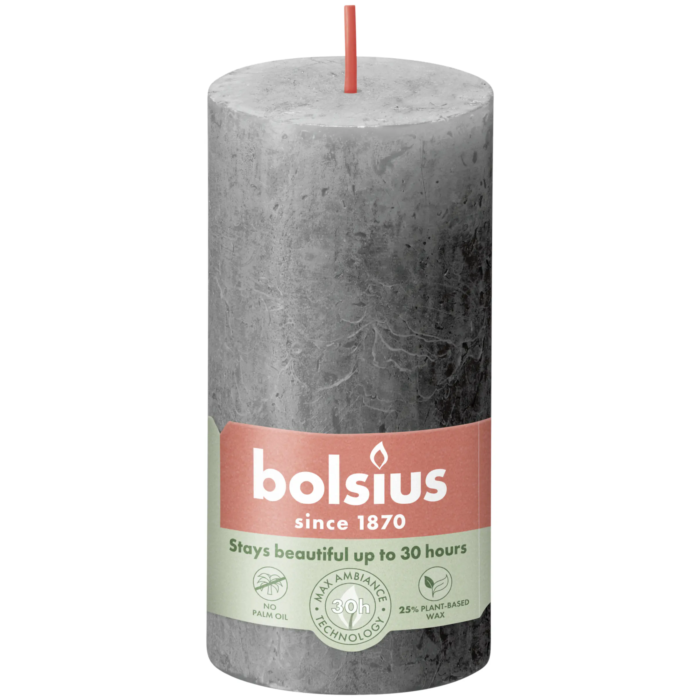 Bolsius Rustik Stumpenkerze stürmisches grau, Höhe: 10 cm, Ø 5 cm