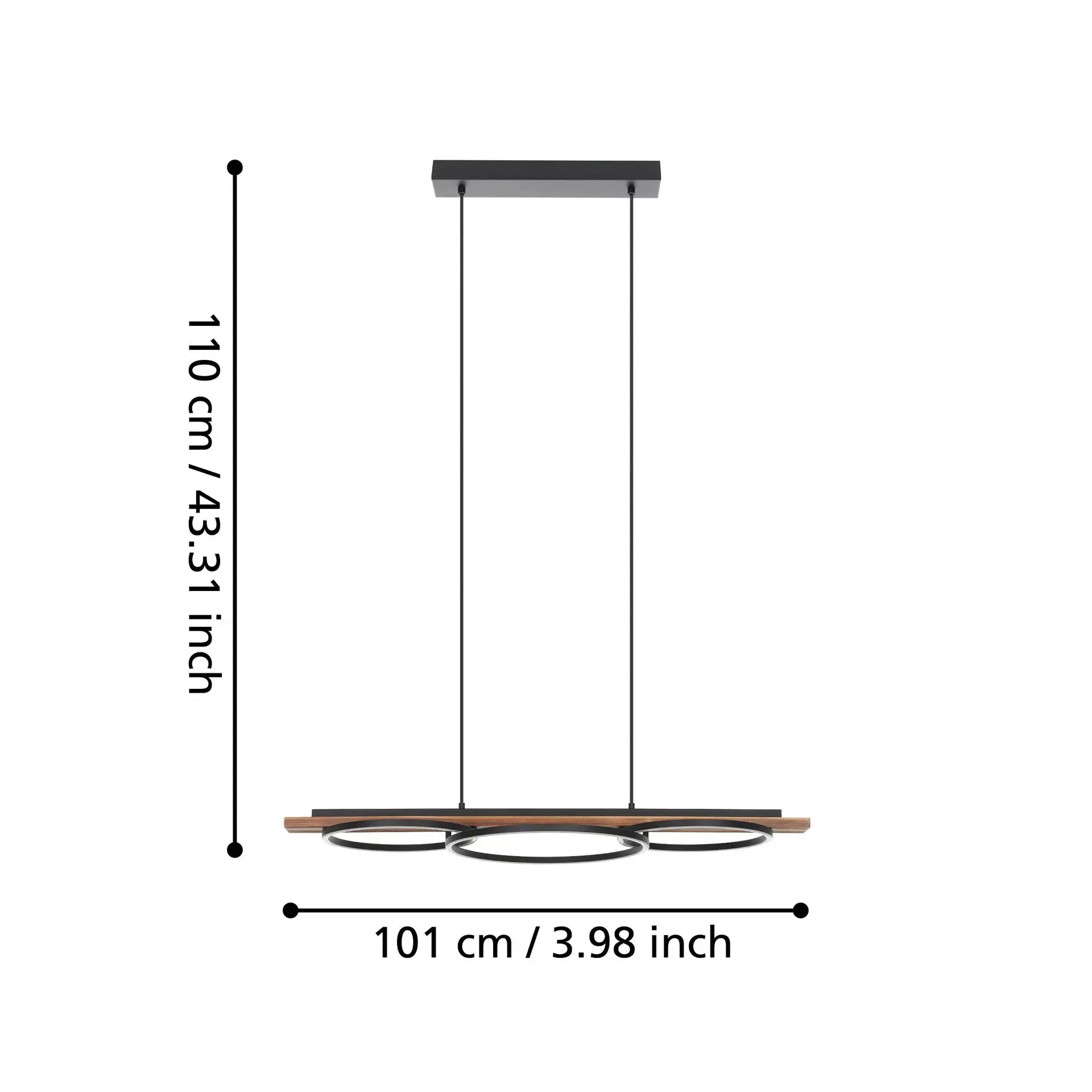 Eglo LED Pendelleuchte Boyal schwarz holz 101 x 110 cm warmweiß dimmbar