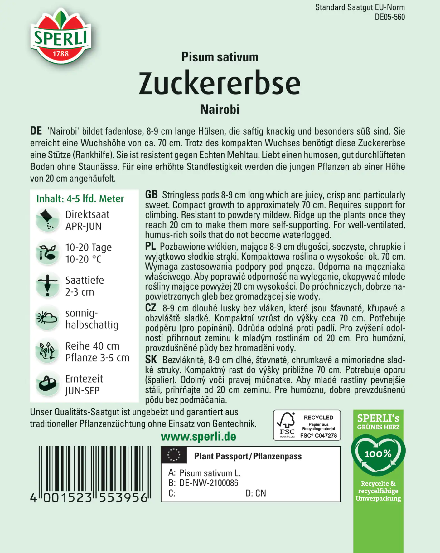 Sperli Zuckererbse Nairobi