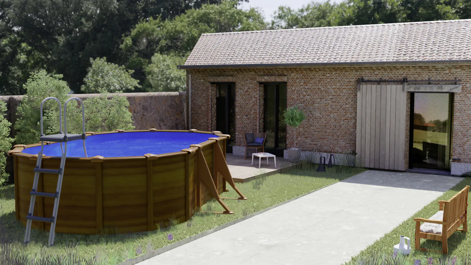 Gre Stahlwandpool Pacific oval 500 x 300 x 120 cm Holzdekor