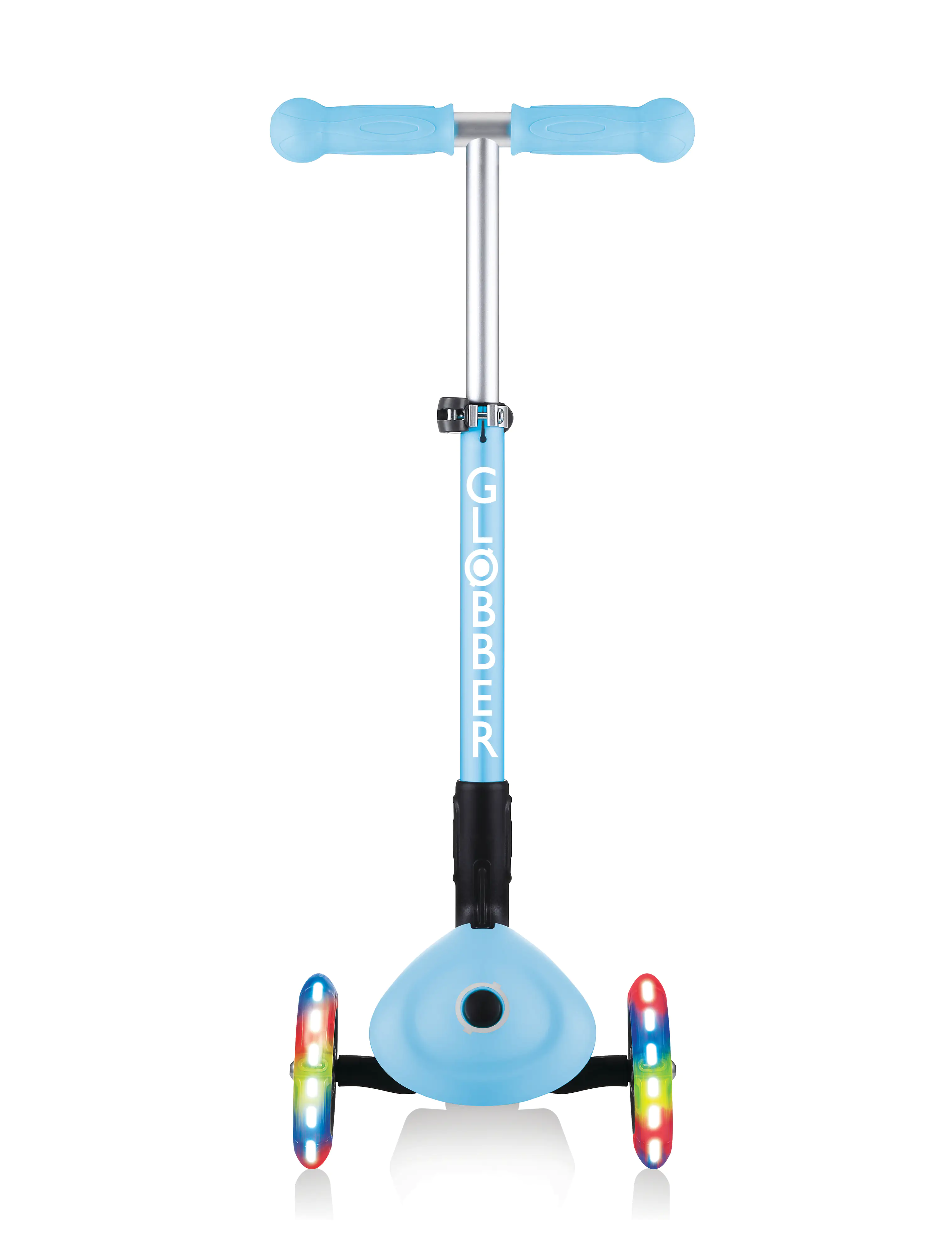 Globber Scooter Junior Foldable Lights pastellblau-Flowers mit Leuchtrollen