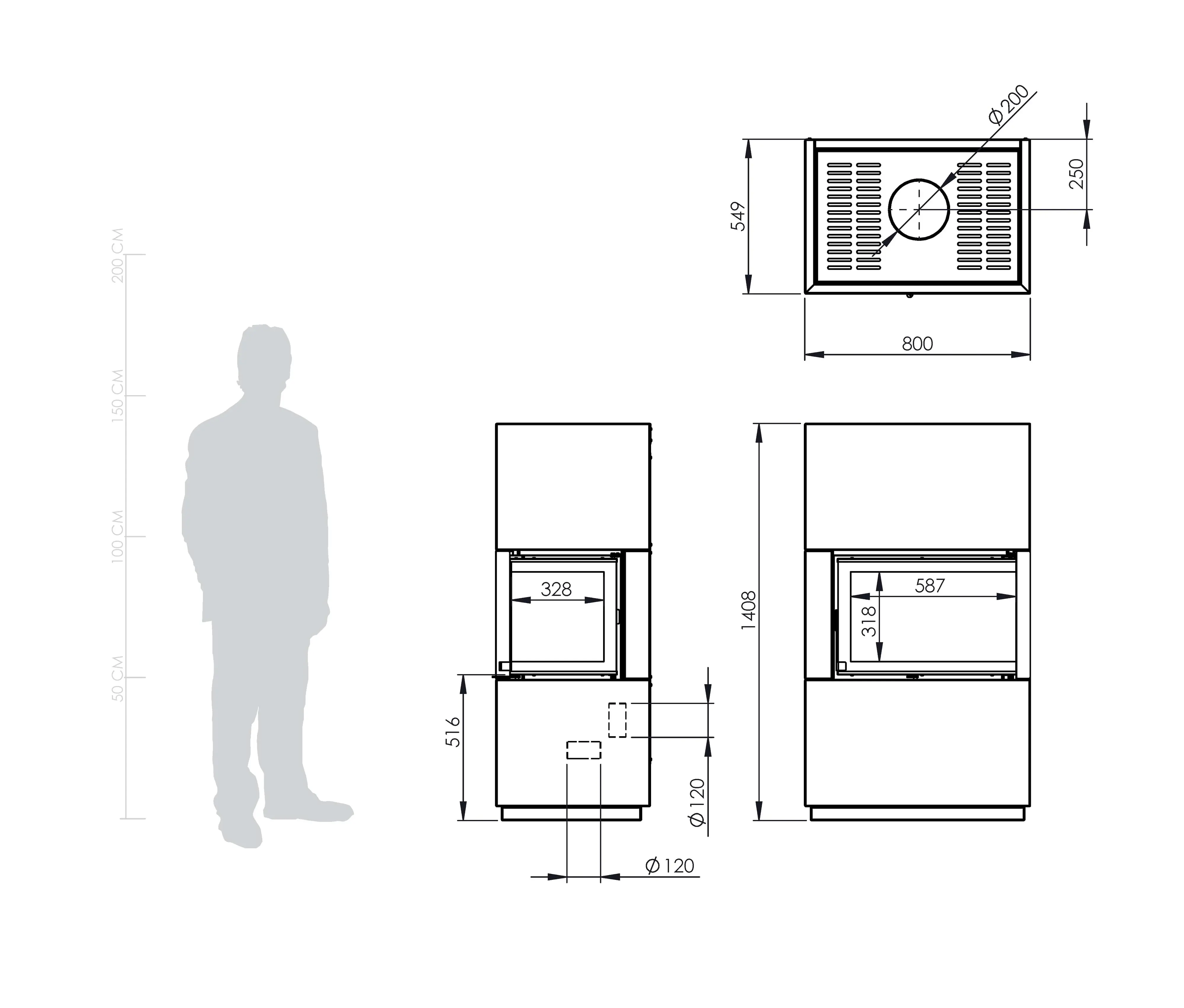 Thermia Kaminofen Integra Plus Line Stahl weiß rechts 8 kW