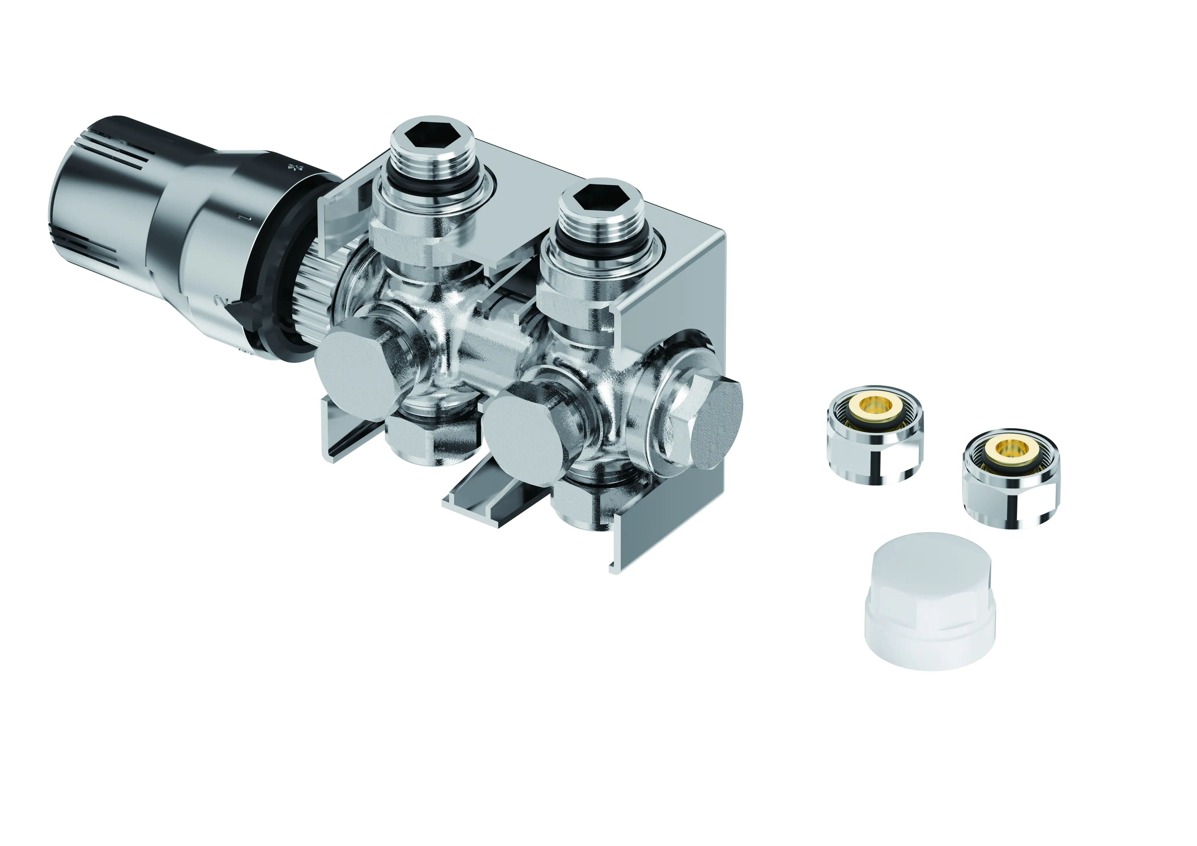 Heizkörperventilblocksatz Vario chrom