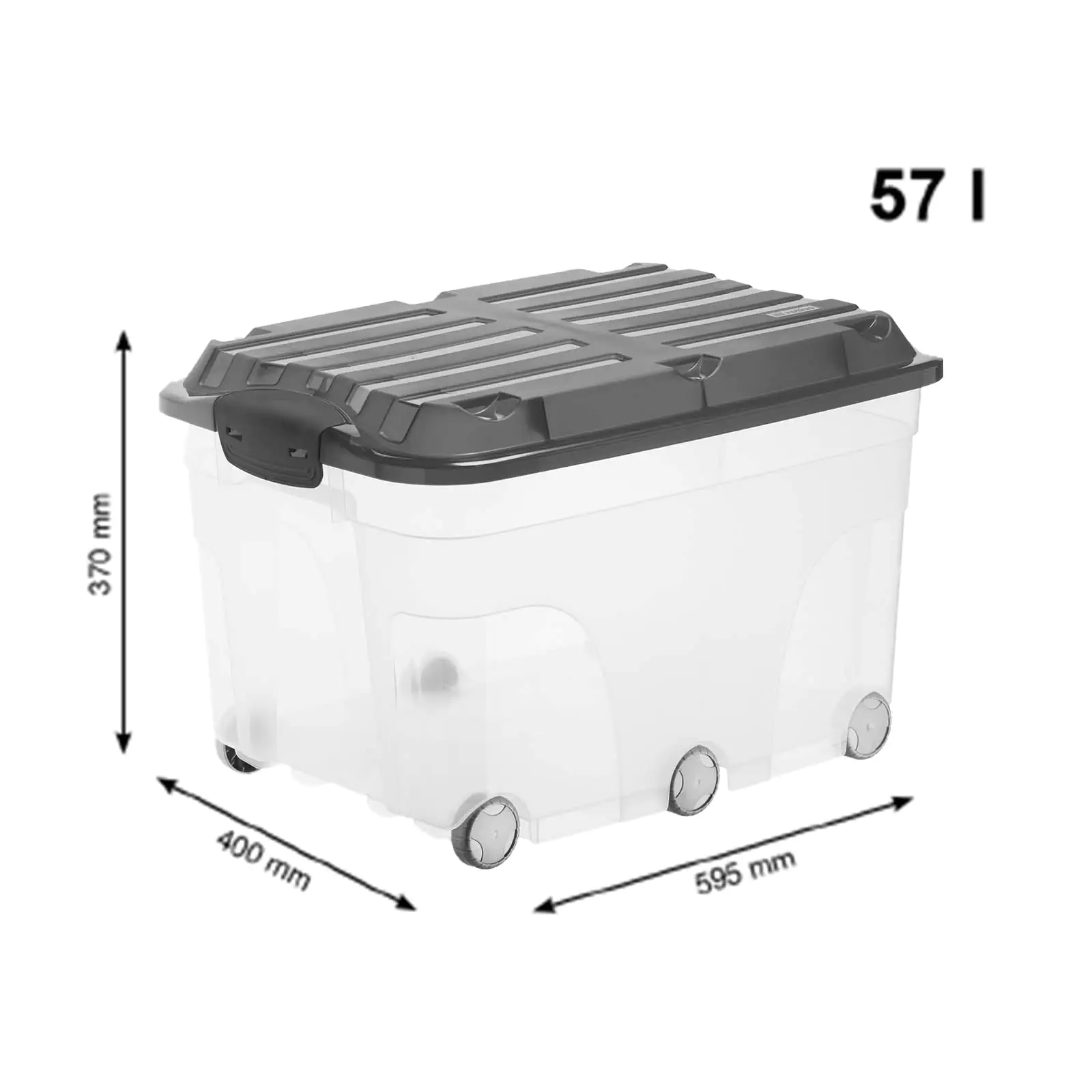 Rotho Aufbewahrungsbox Roller 6 mit Deckel & Rollen 59,5 x 40 cm 57 L anthrazit
