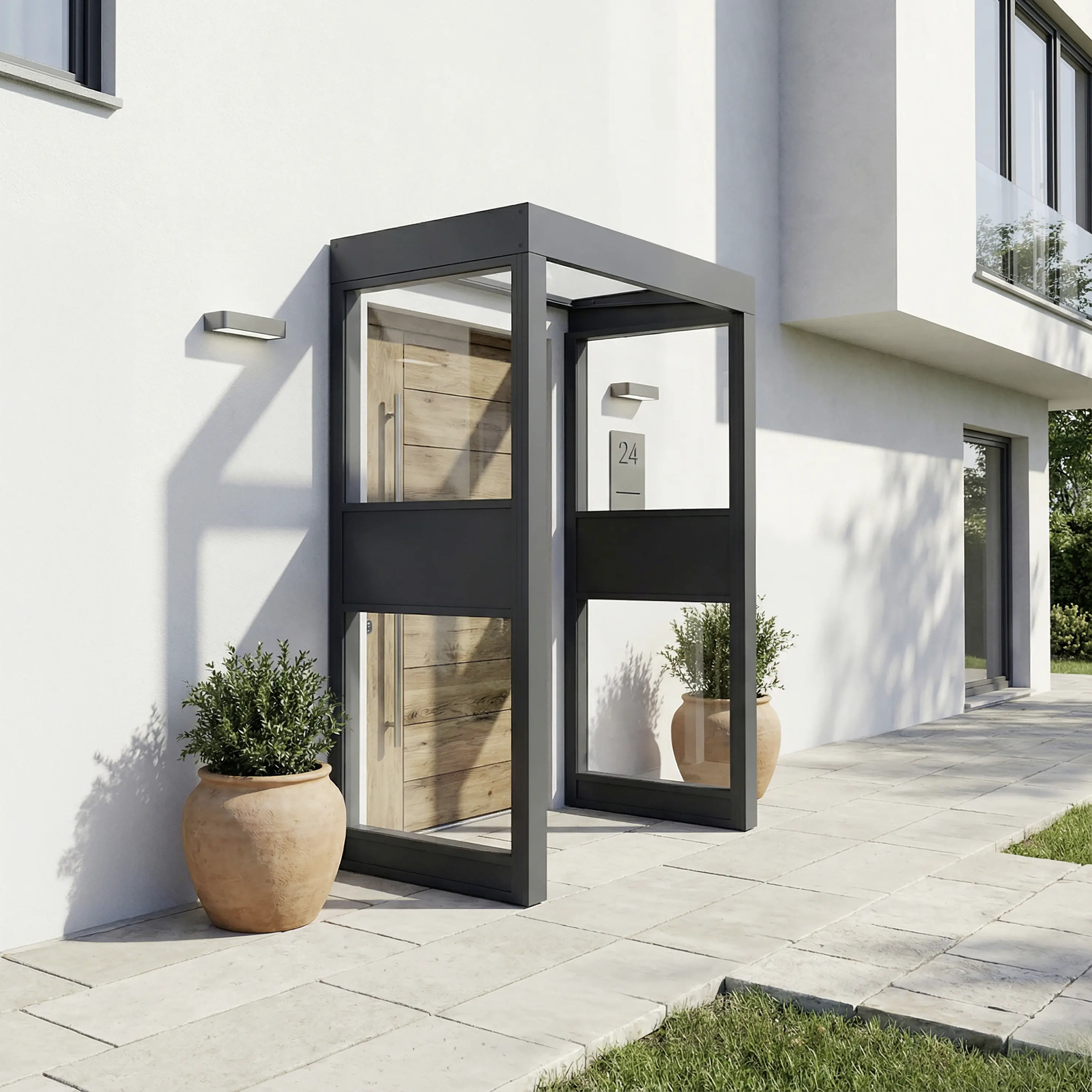 Canopia Vordach Sophia 160 x 95 cm Klar grau  +2 Seitenteile 