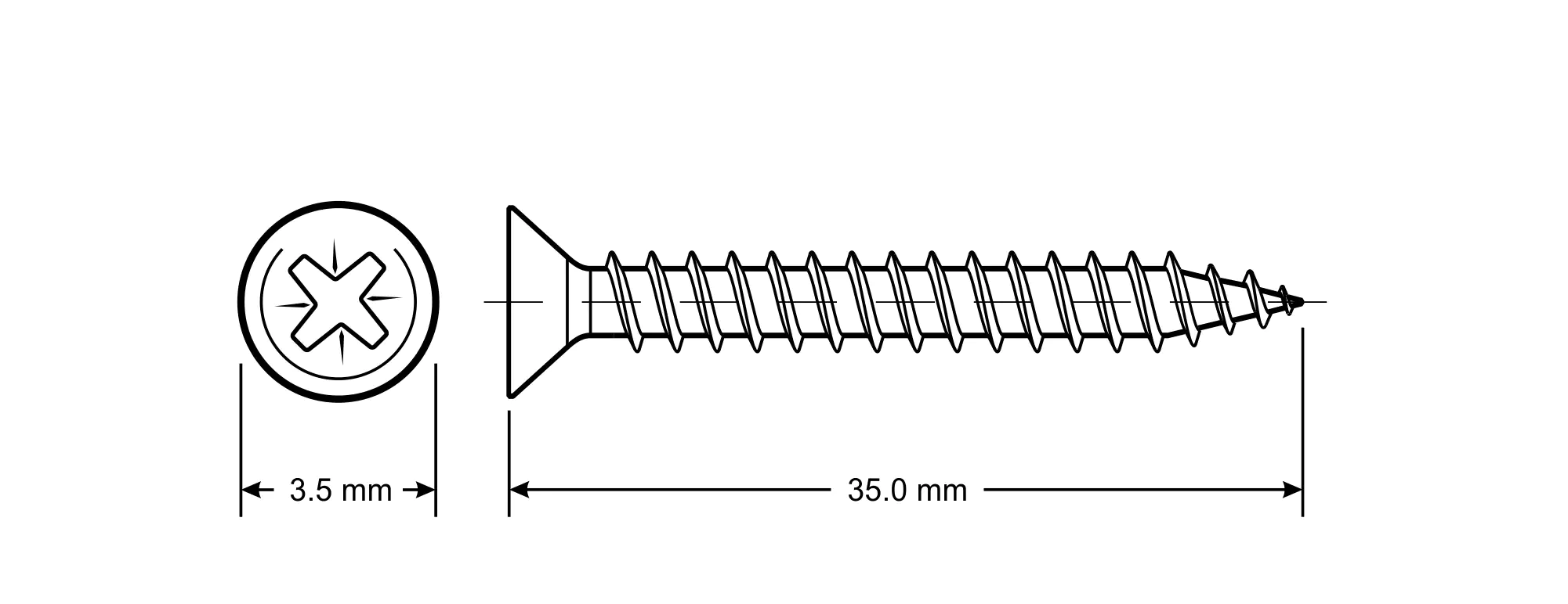 TrendLine Universalschrauben 3.5 x 35 mm PZ 2 - 500 Stück