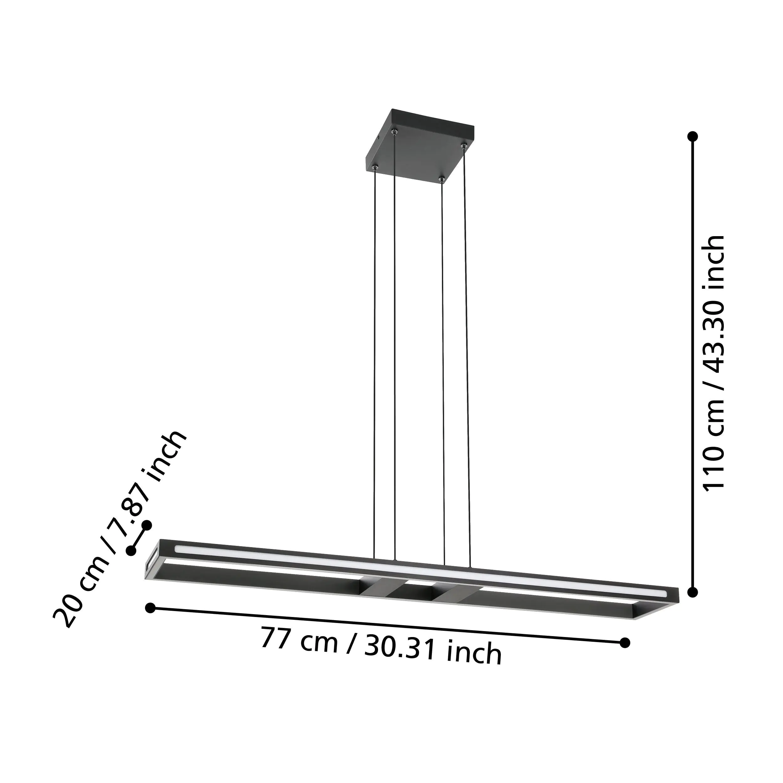 Eglo Connect LED Pendelleuchte Salvilanas-Z schwarz 116 x 20 x 110 cm