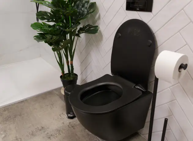 Primaster Wand WC spülrandlos Prag Tiefspüler matt schwarz inkl. WC Sitz