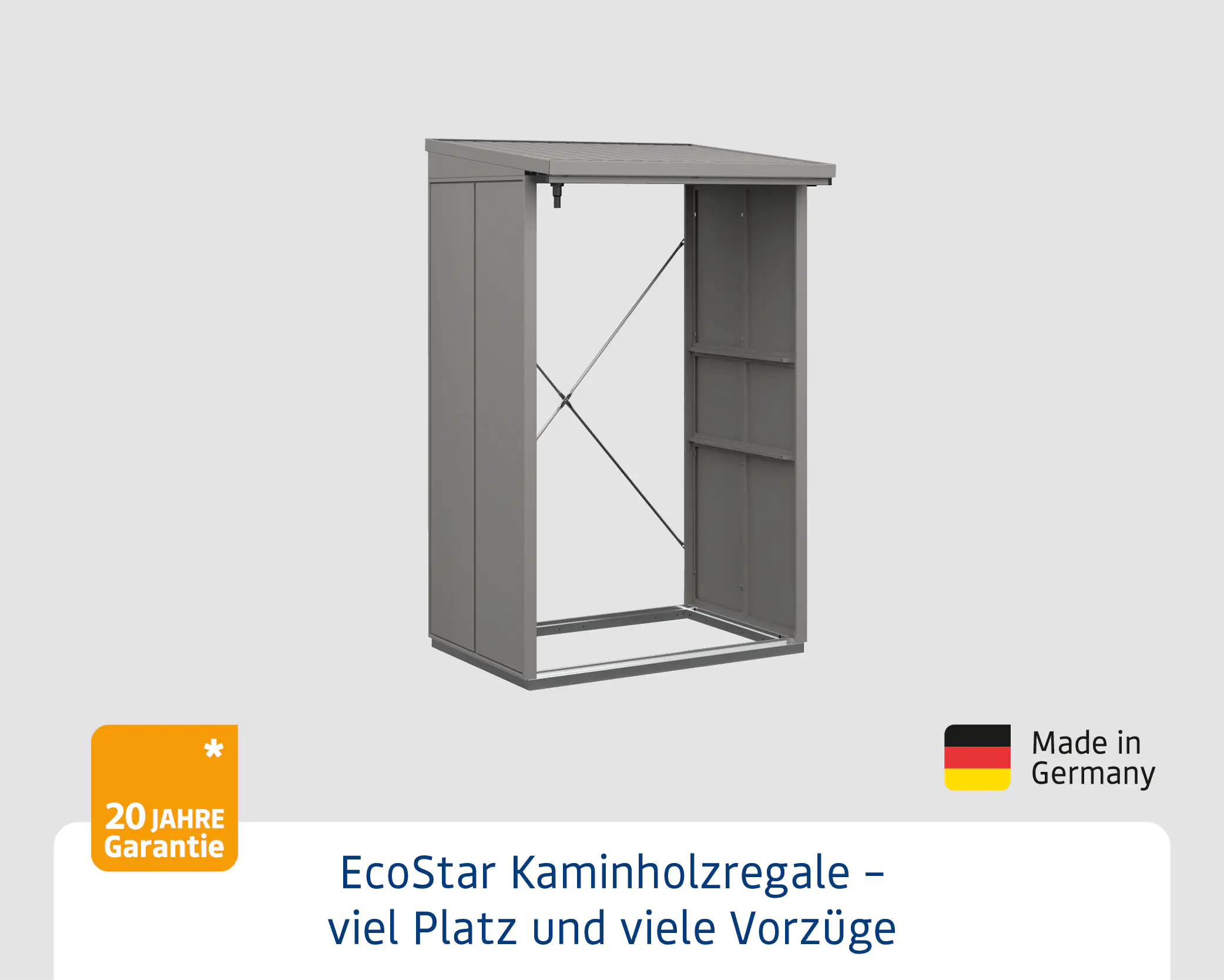 Ecostar Kaminholzregal Elegant-V Typ 1, graualuminium, mit Verstrebung