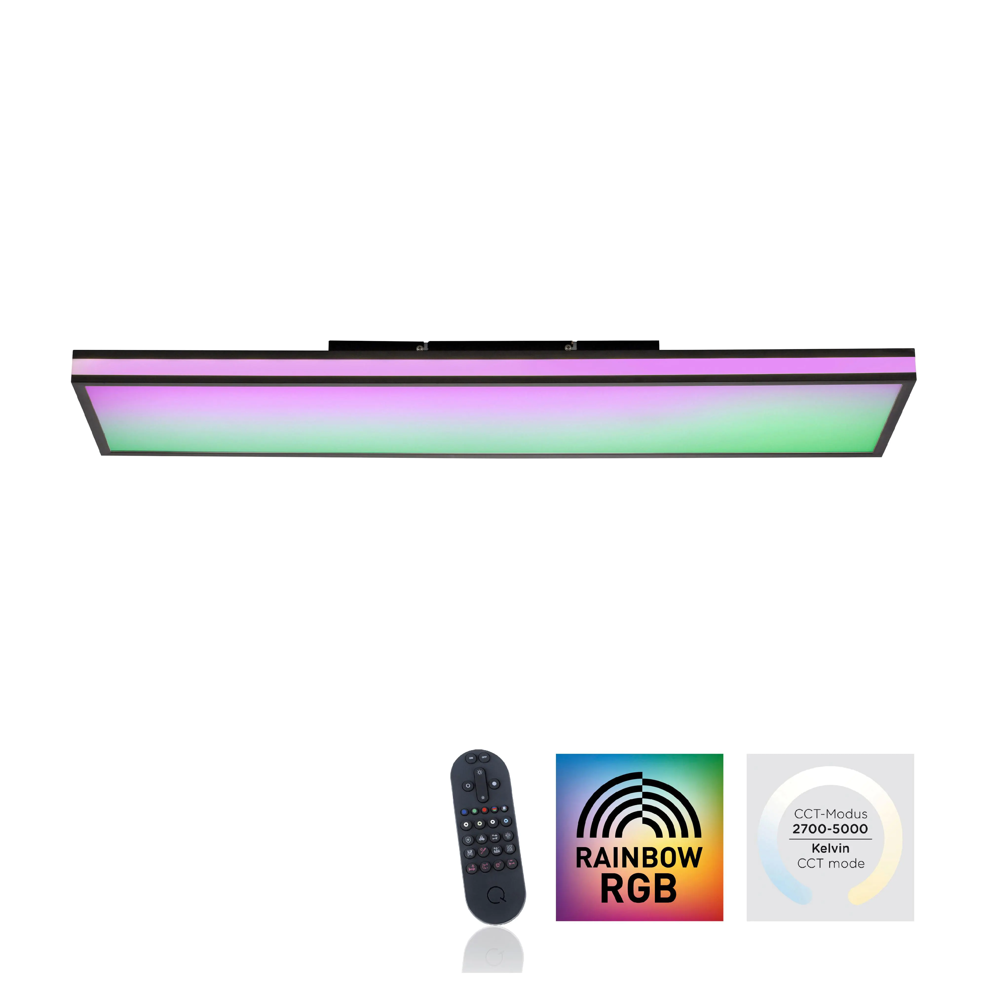 JustLight CCT LED Deckenleuchte Mario Black 101,5 x 26,5 cm dimmbar RGBW