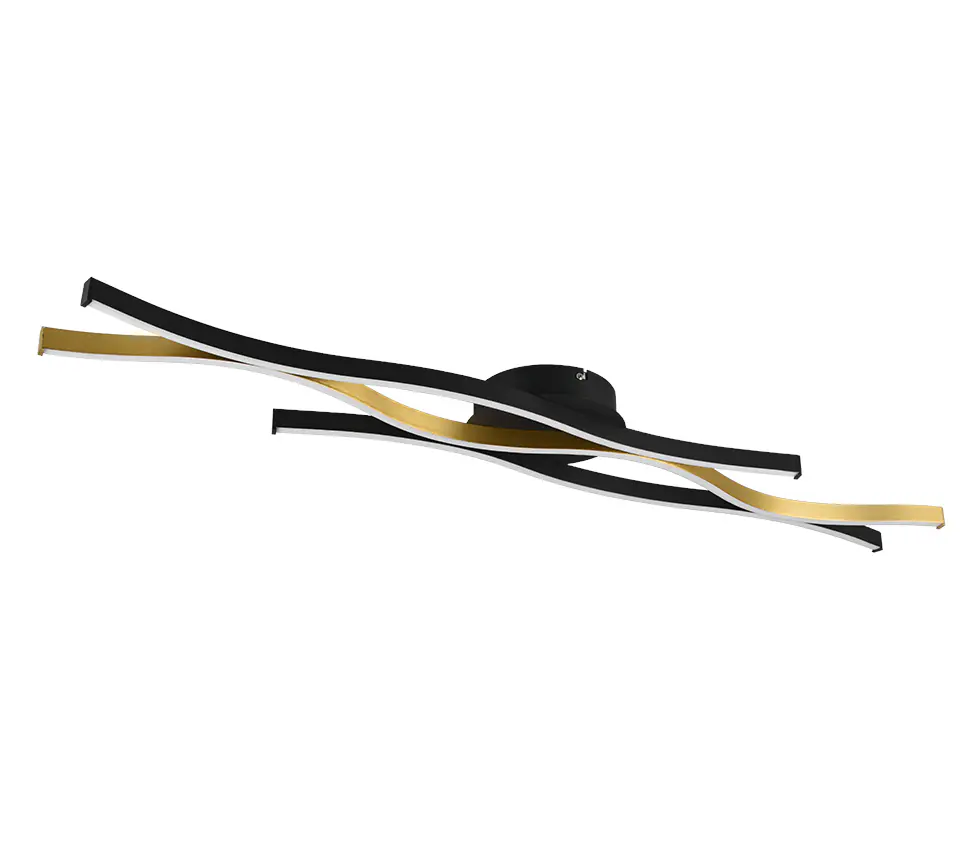Trio Leuchten LED Deckenleuchte Blaze schwarz-messing 107 x 7 cm dimmbar