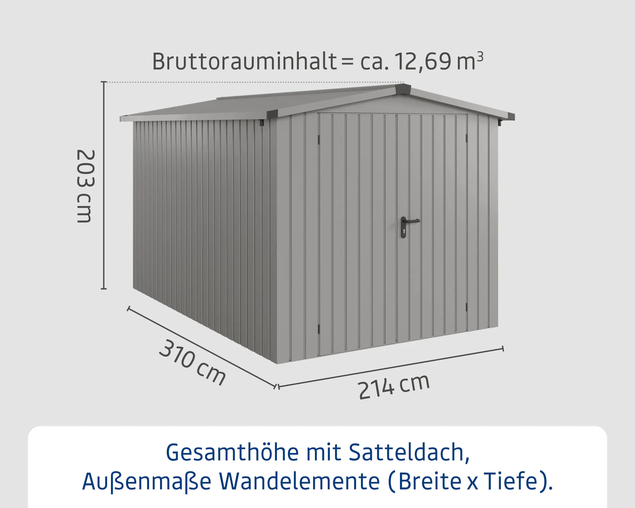 EcoStar Metallgerätehaus Euroline ESD7 aluminiumgrau 214 x 310 cm 2-flg.