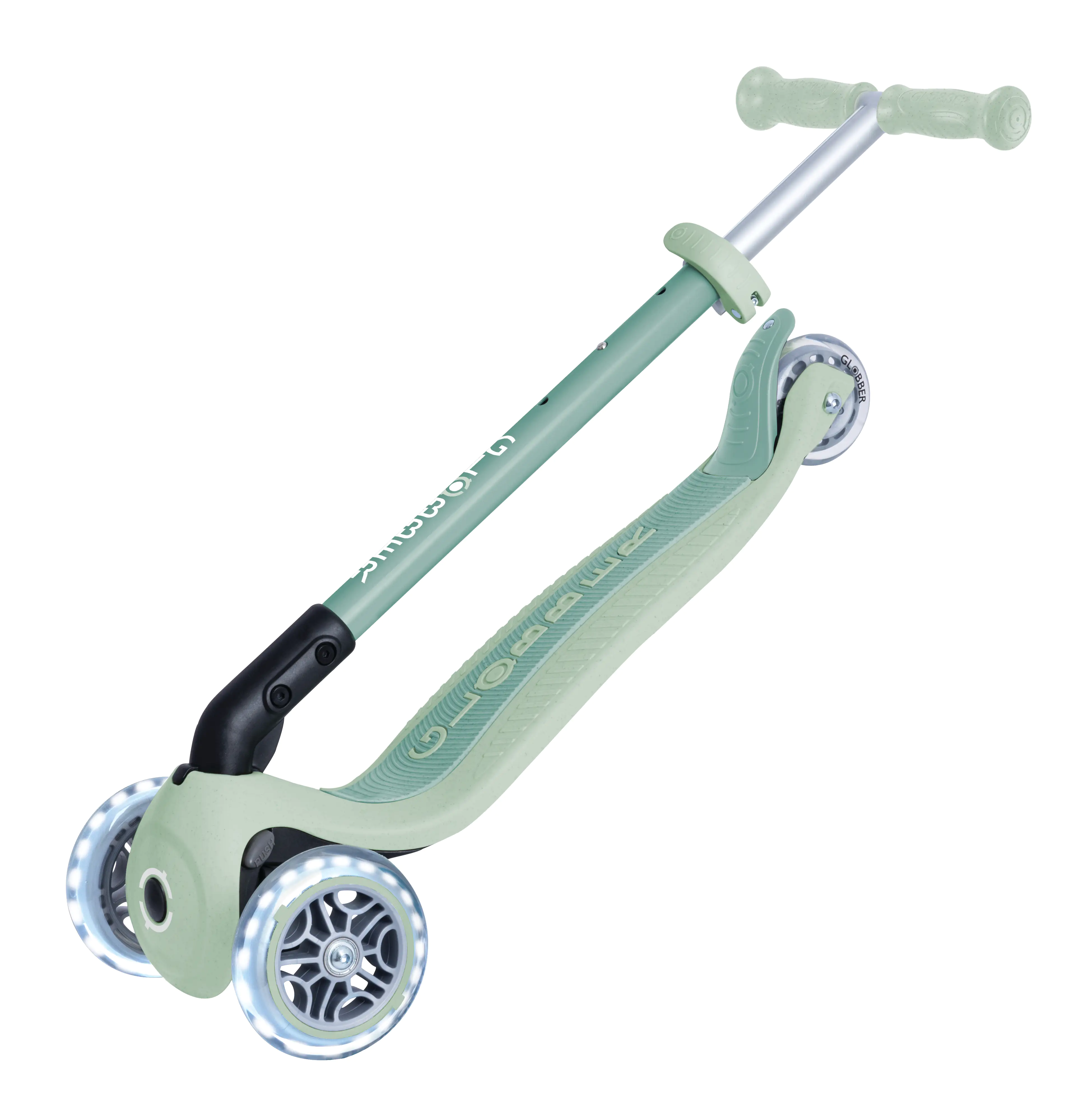 Globber Scooter Primo Foldable Lights Eco pistazie mit Leuchtrollen