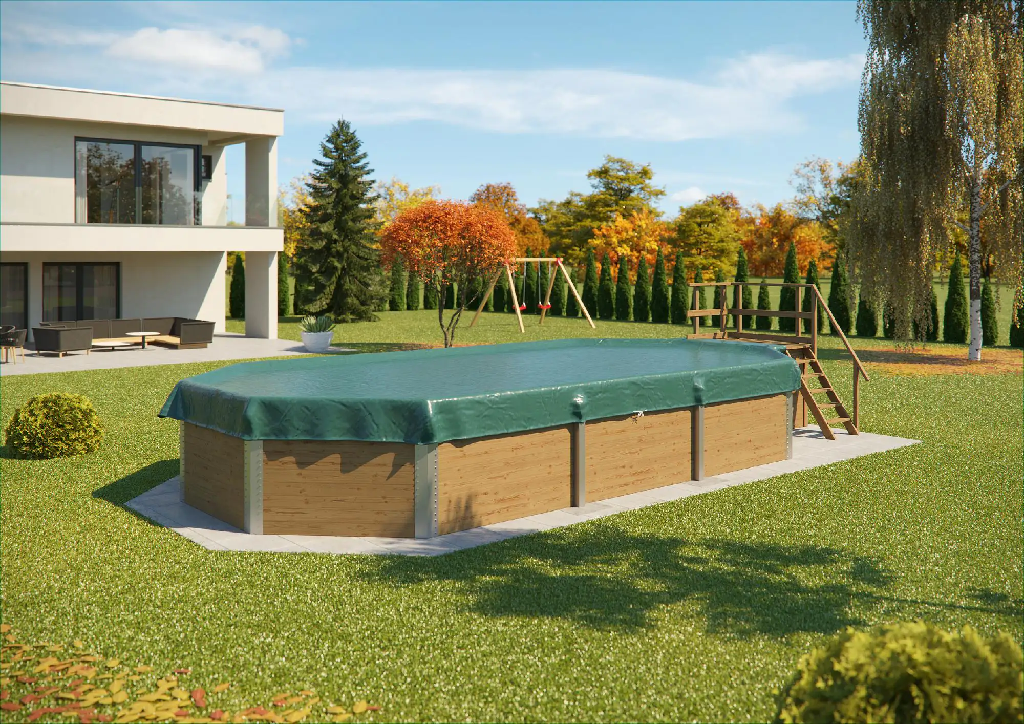 Weka Massivholzpool-Set Barbados 850 x 376 x 116 cm inkl. Sandfilteranlage