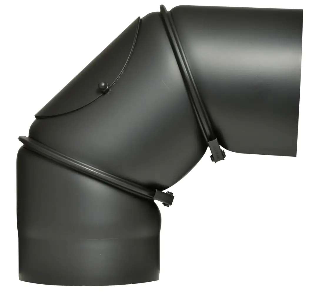 FireFix Ofenrohrbogen 90°, Ø 130 mm, mit Reinigungstür, schwarz