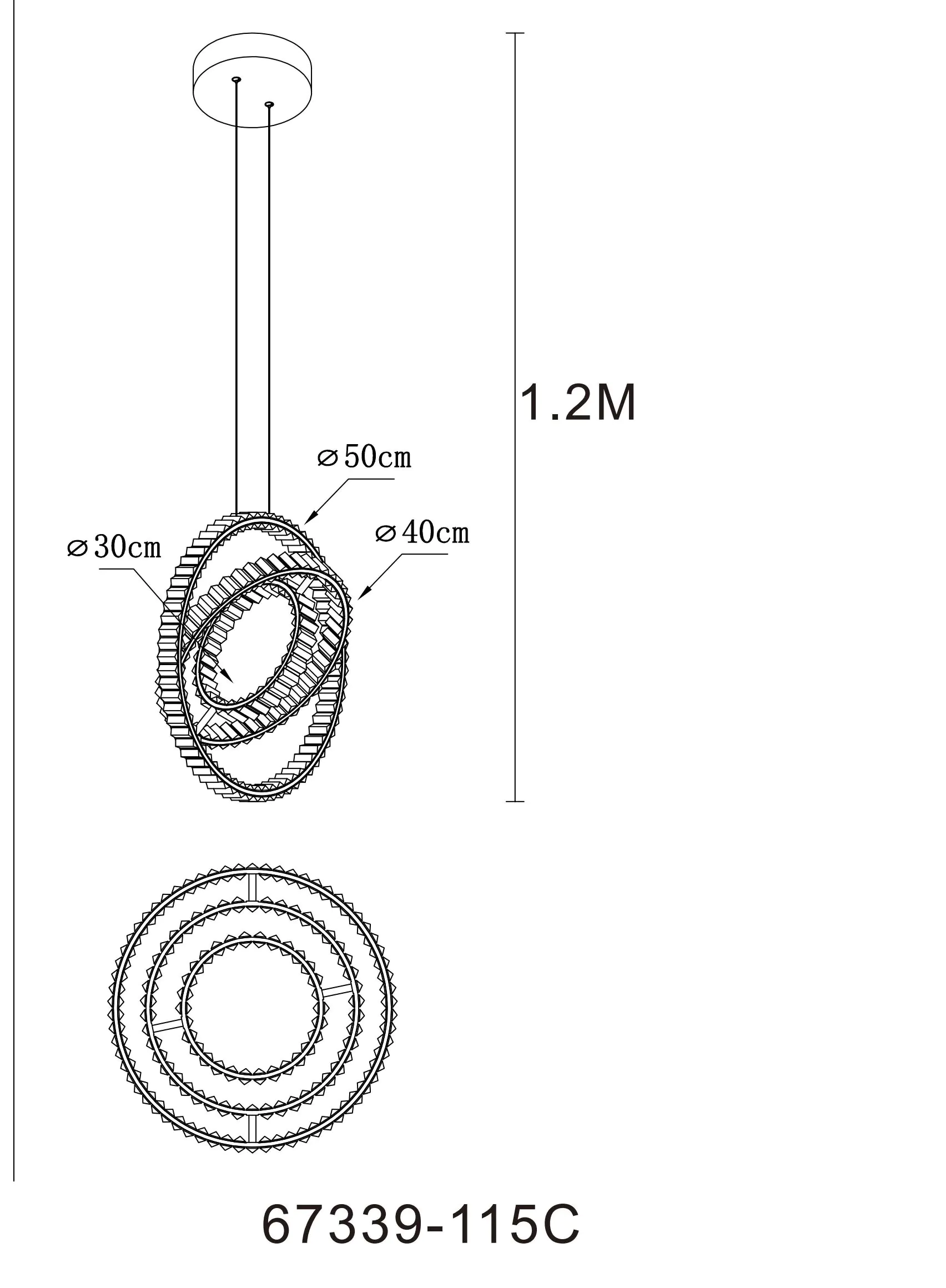 Globo LED Hängeleuchte Neil 3 Ringe verchromt