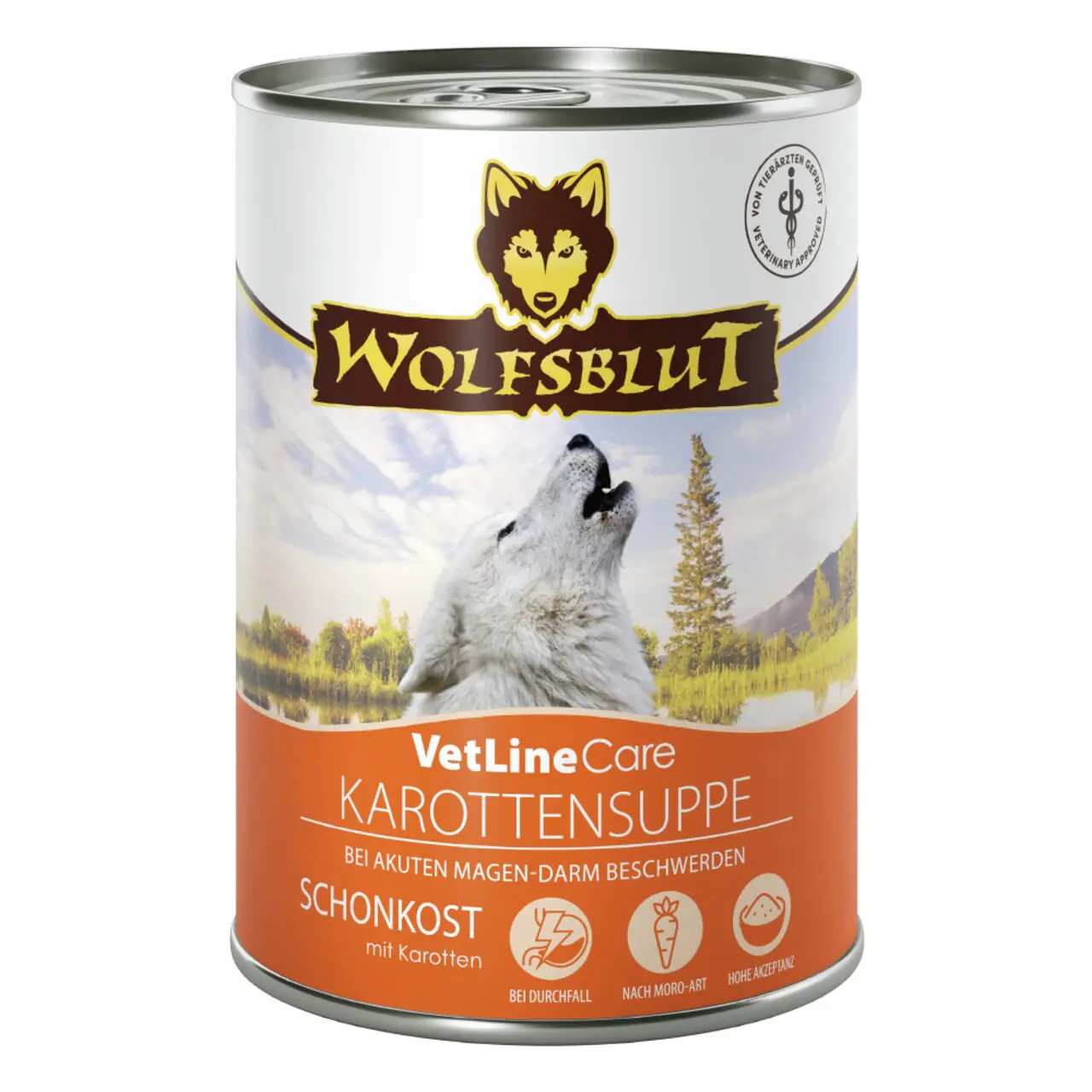 Wolfsblut VetLine Care Hundenassfutter Adult 395 g Karottensuppe
