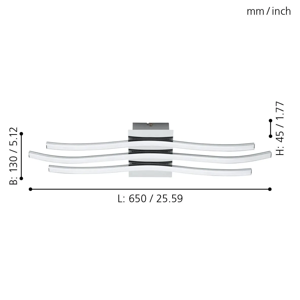 Eglo LED Deckenleuchte Roncade chrom 65 x 13 cm warmweiß