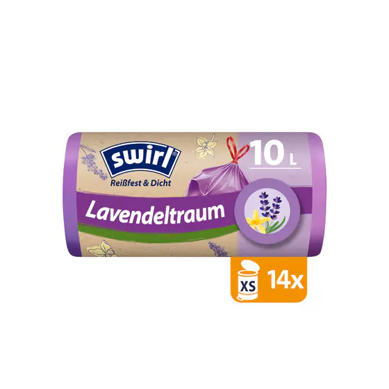 Swirl Duft-Müllbeutel Vanille-Lavendel 10 L Reißfest & Dicht 14 Stück