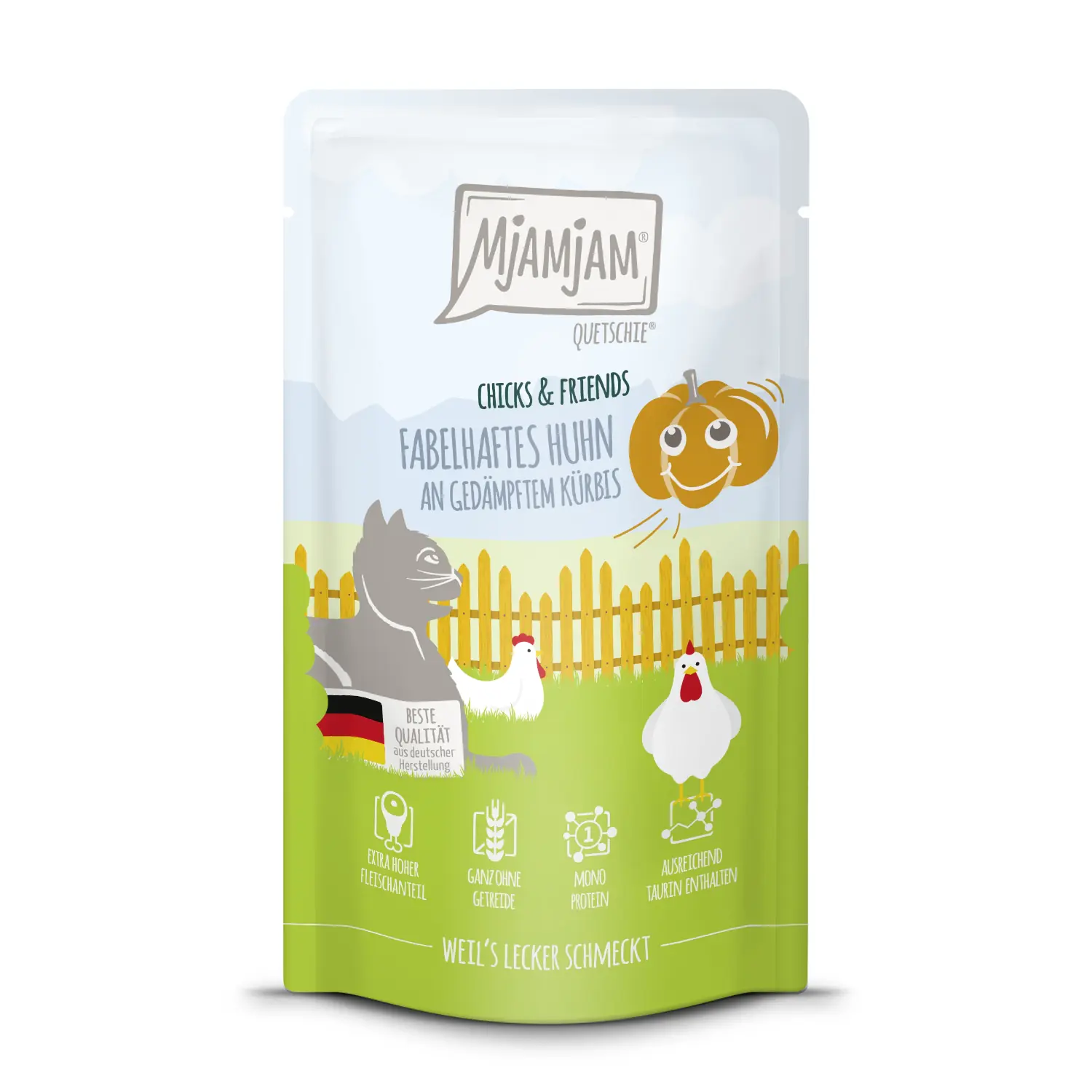 MjAMjAM Katzennassfutter Adult getreidefrei 125 g Huhn & Kürbis
