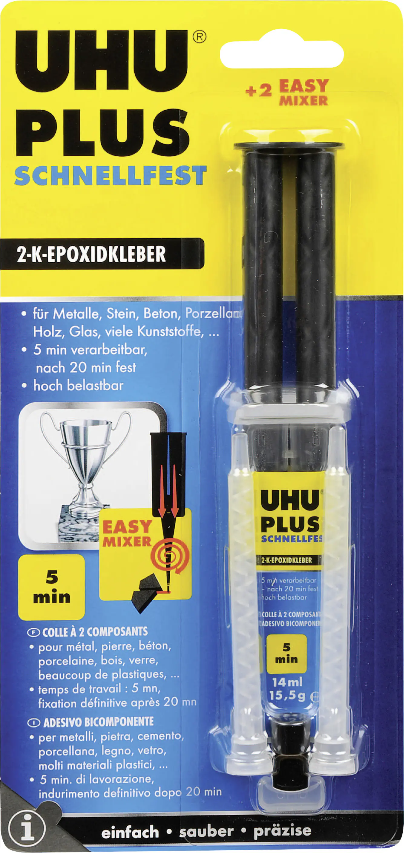 UHU plus schnellfest Doppelkammerspritze inkl. statischem Mischer 15,5 g
