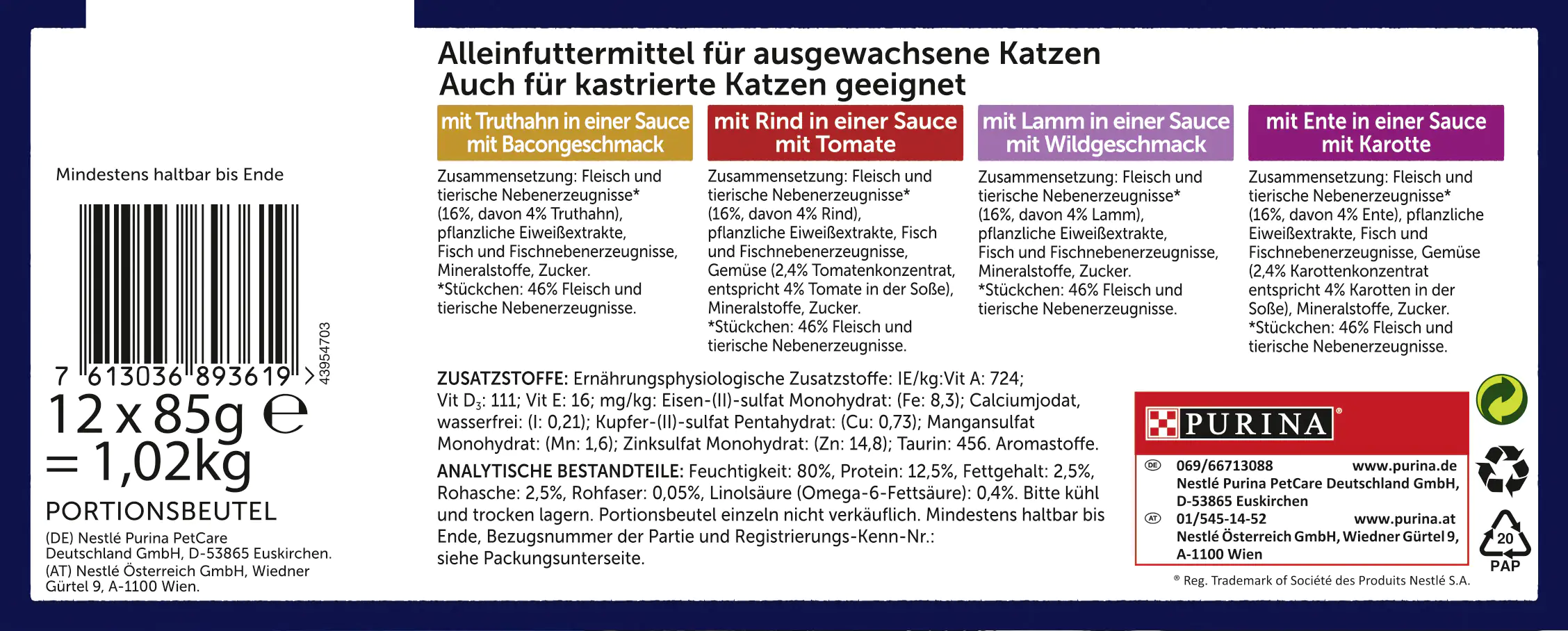 Felix Sensations Saucen Geschmacksvielfalt vom Land Katzenfutter 12 x 85 g
