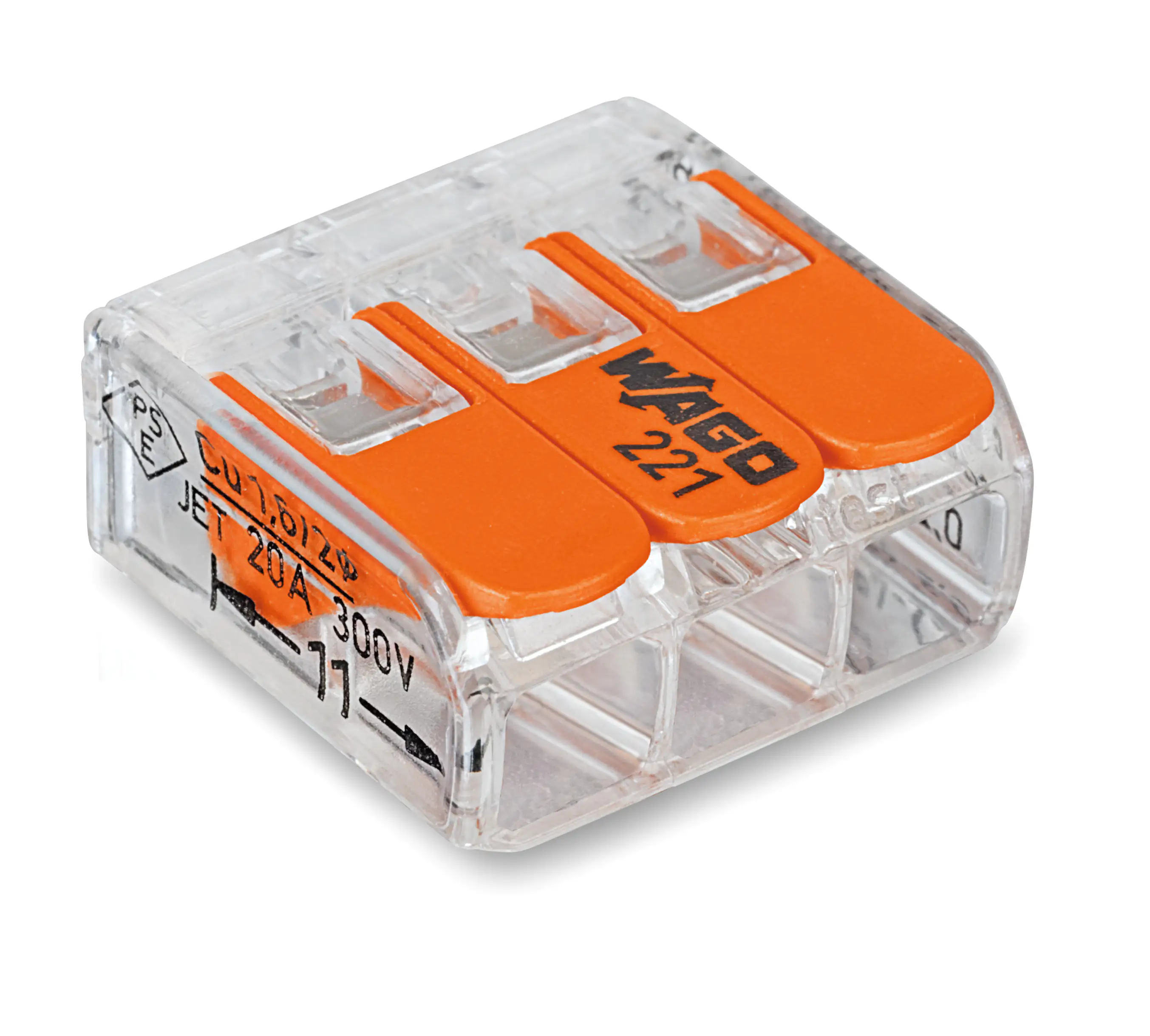 Wago Compact Hebelklemme 221 Anzahl Leiter: 3, 0,14 - 4 mm², 50 Stück