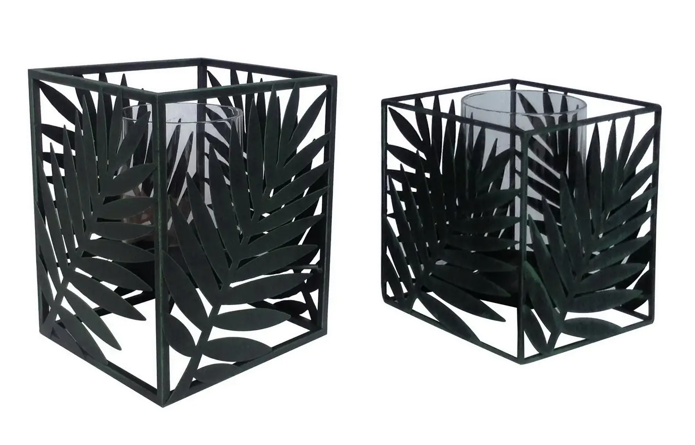 TrendLine Windlicht Metall Palme 16 x 16 x 21 cm