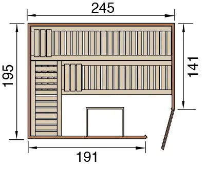 Weka Massivholzsauna Turku 3 mit Glastür und Fenster