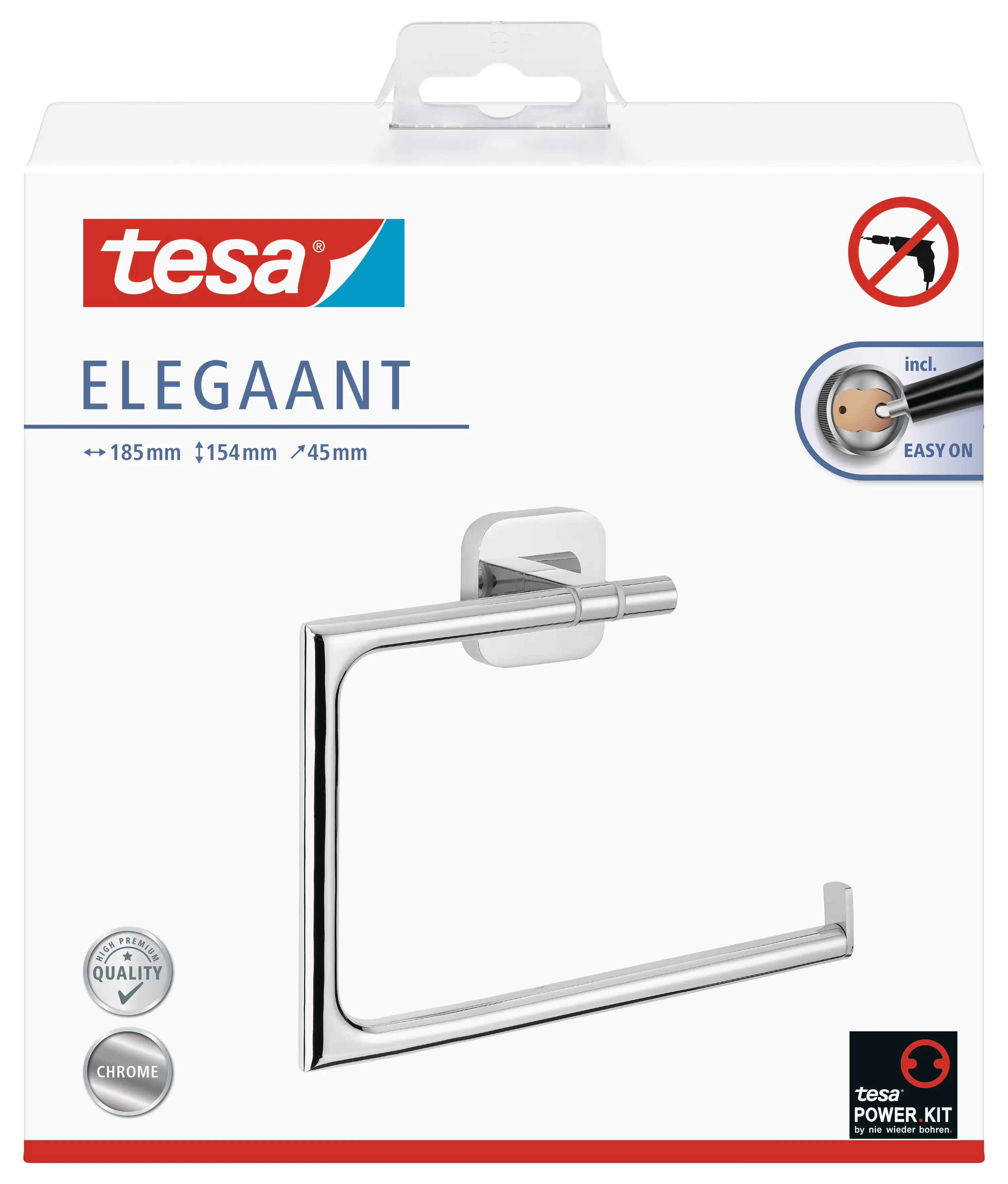 tesa Handtuchring Elegaant Metall, chrom, rostfrei