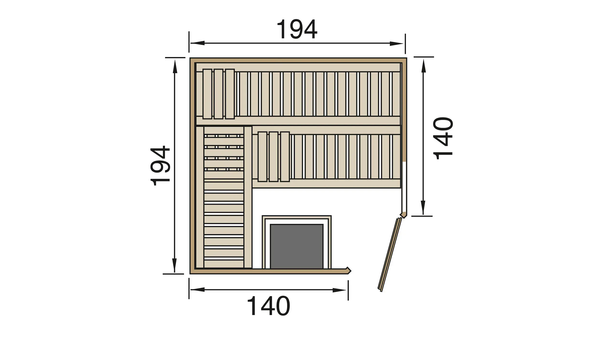Weka Element-Ecksauna Varberg 3 GTF OS mit Glastür